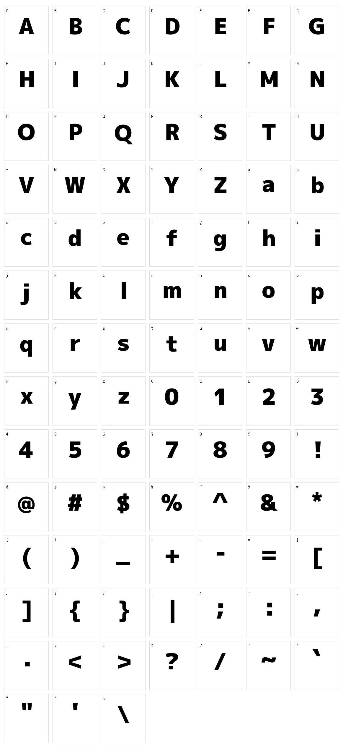 M plus 1p Character Set