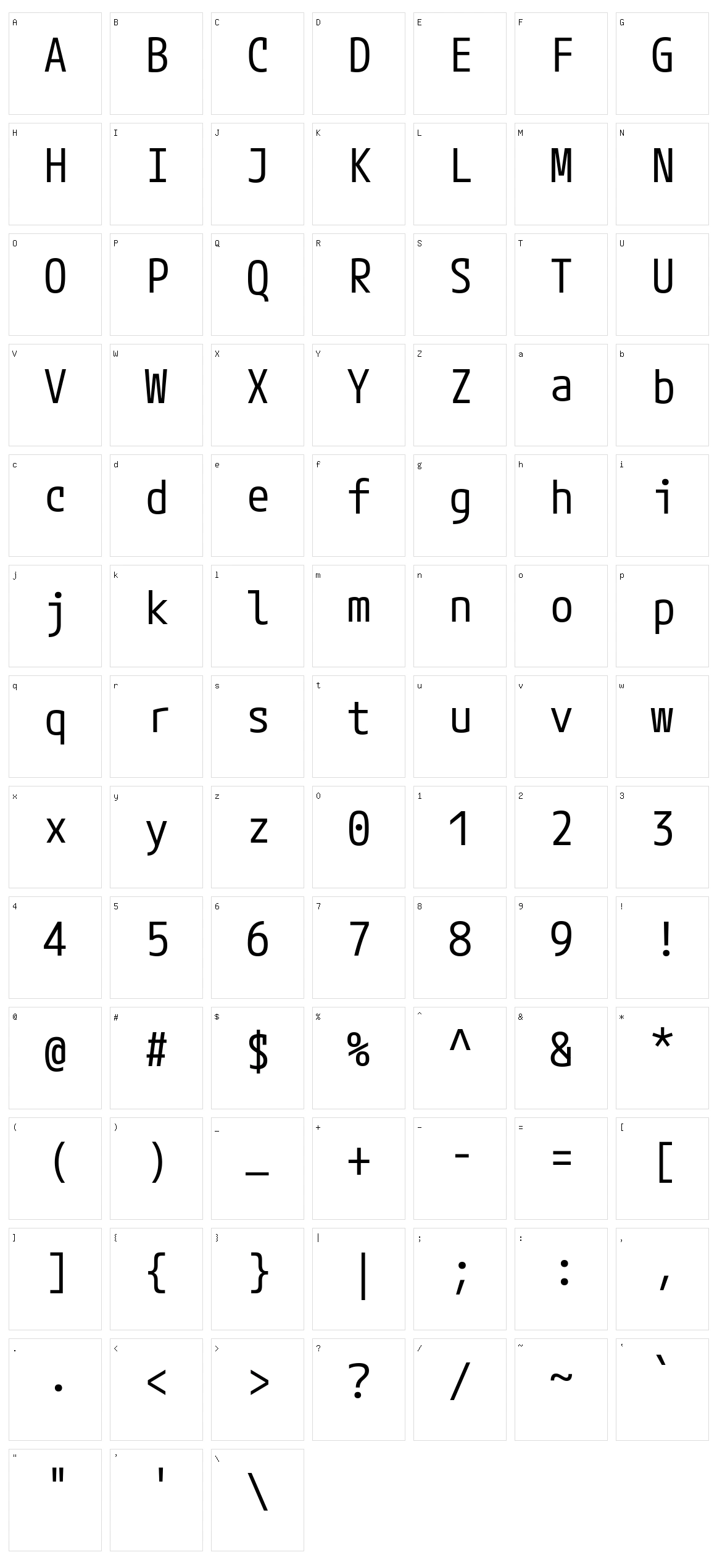 M plus code latin Character Set