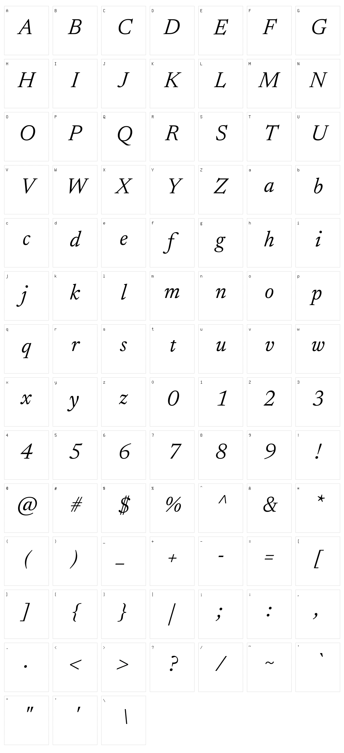 Newsreader Character Set