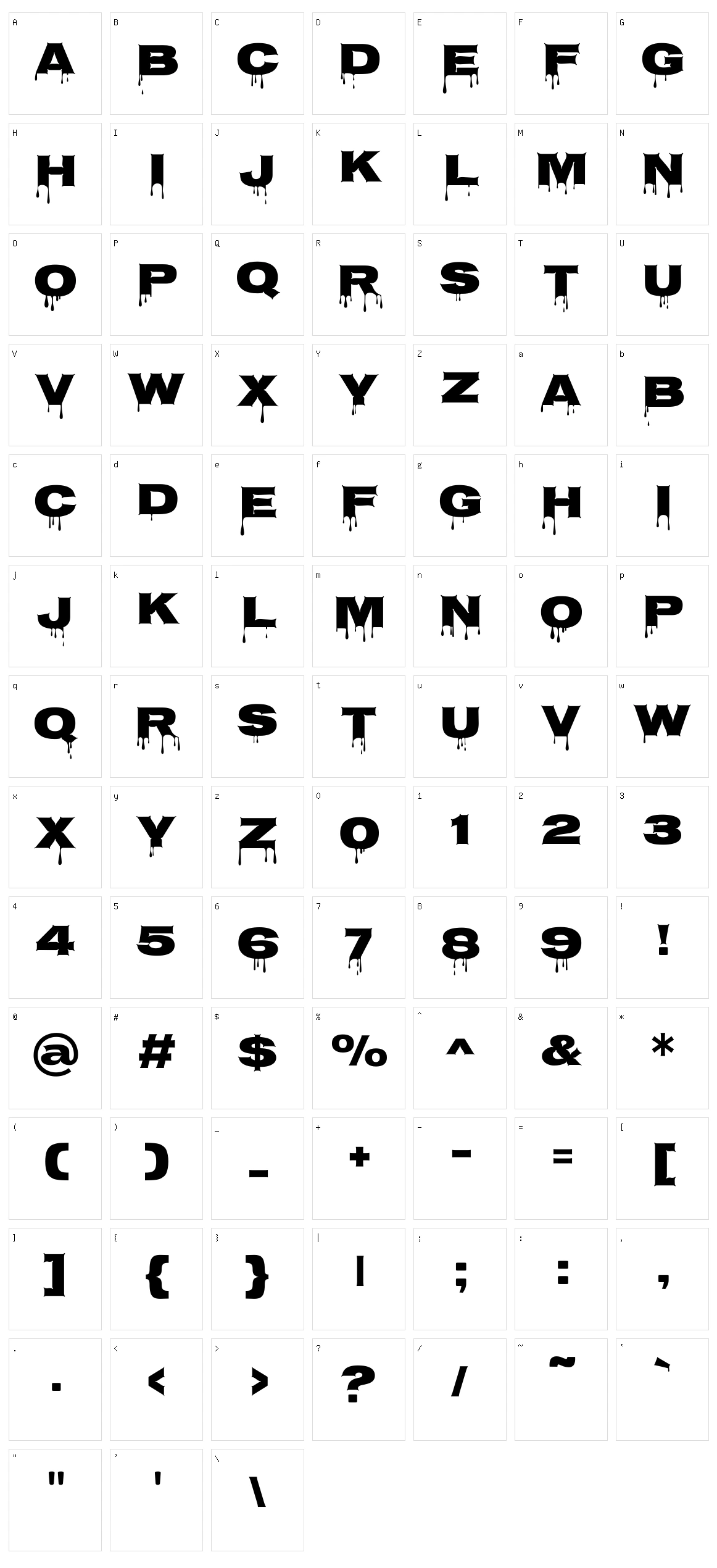 Nosifer caps Character Set