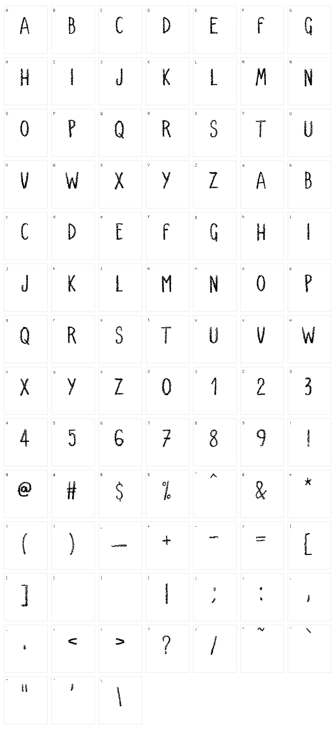 Very Simple Chalk Character Set