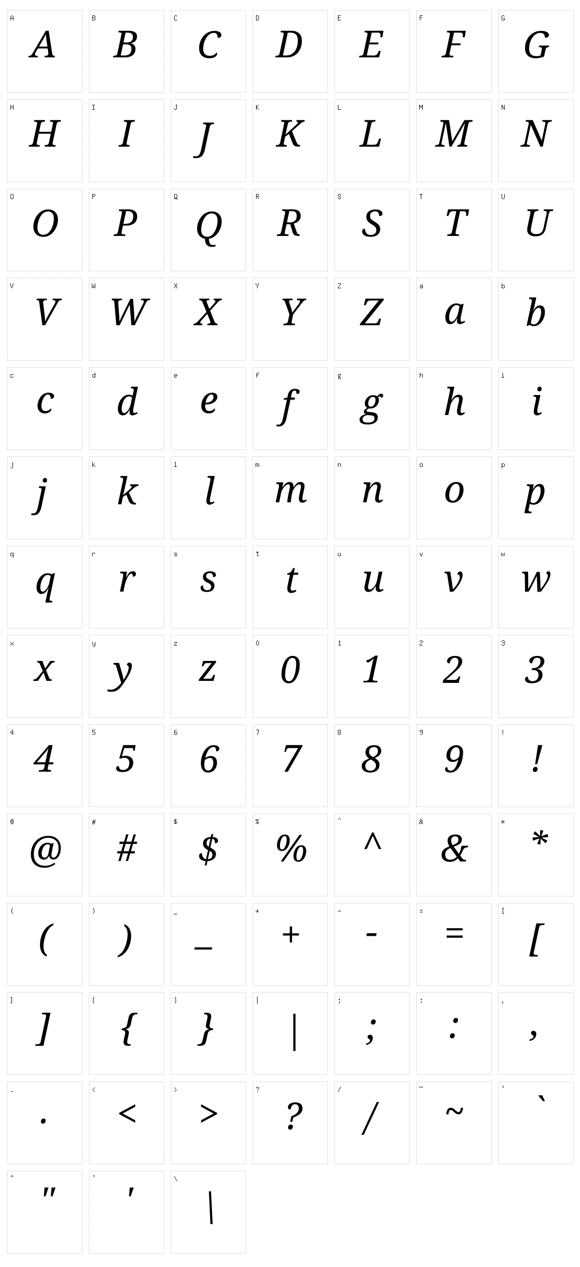 Noto serif Character Set