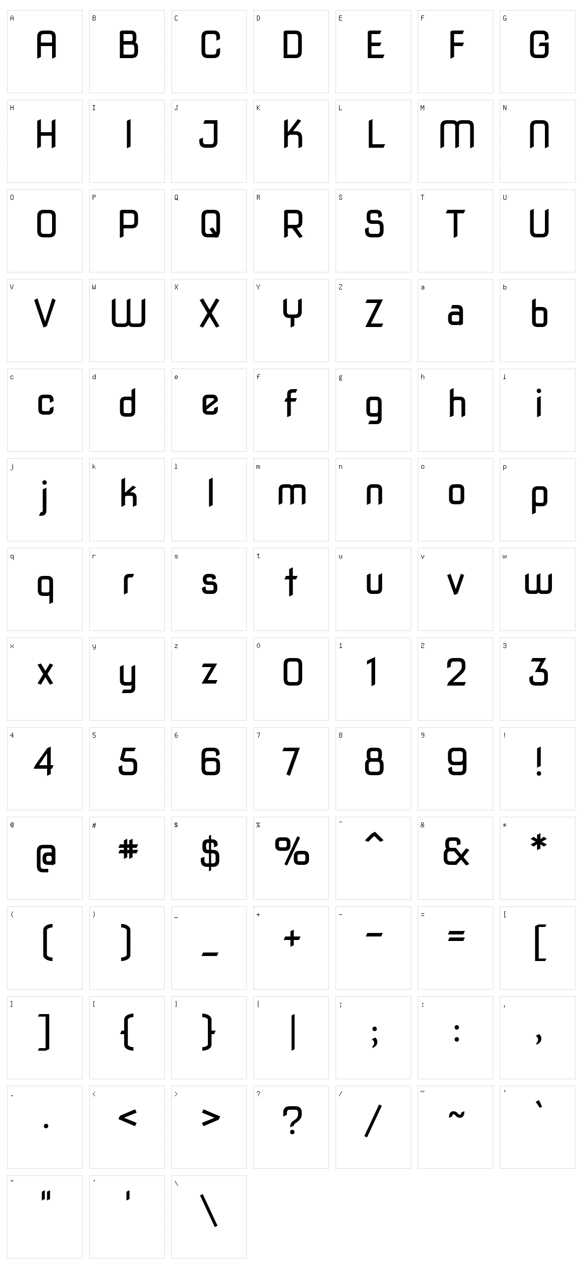 Nova square Character Set