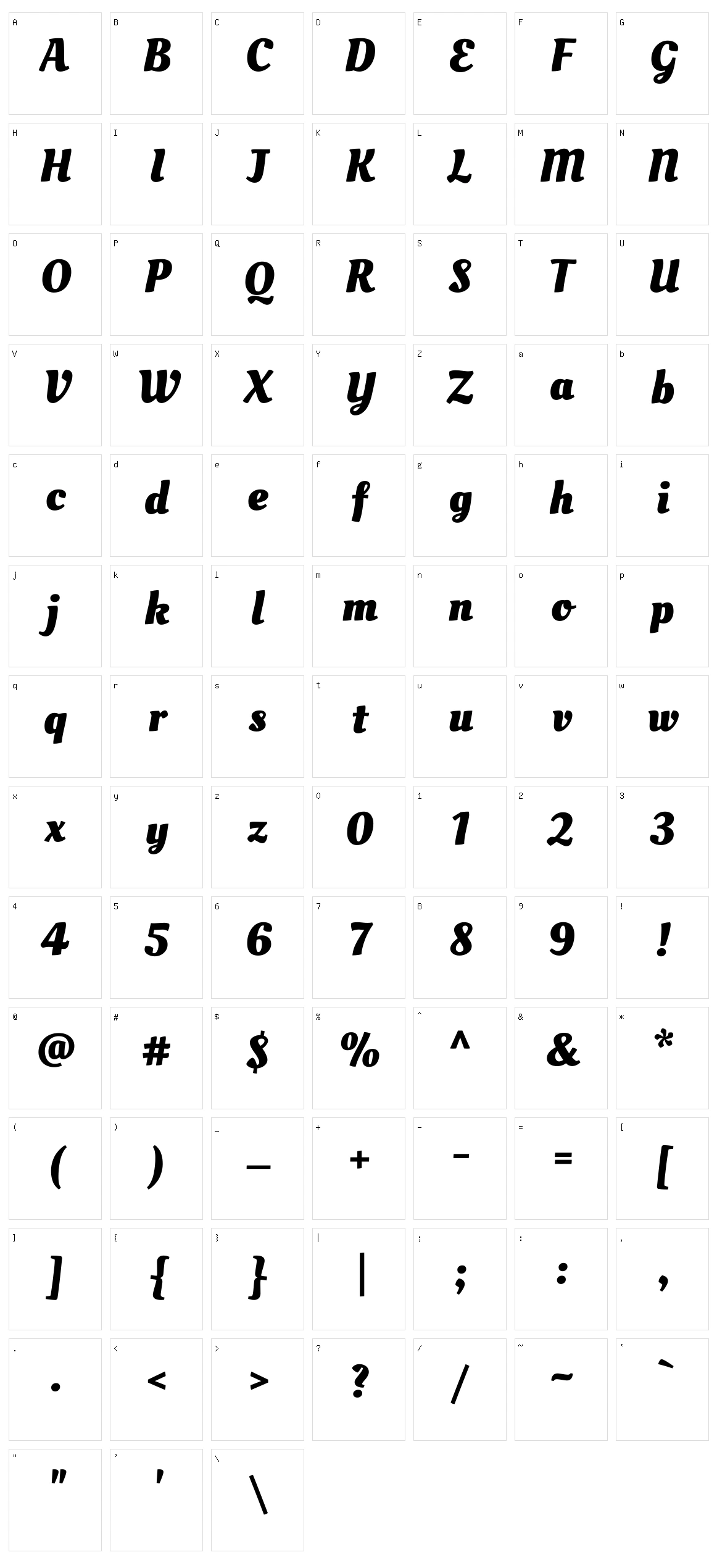 Oleo script Character Set