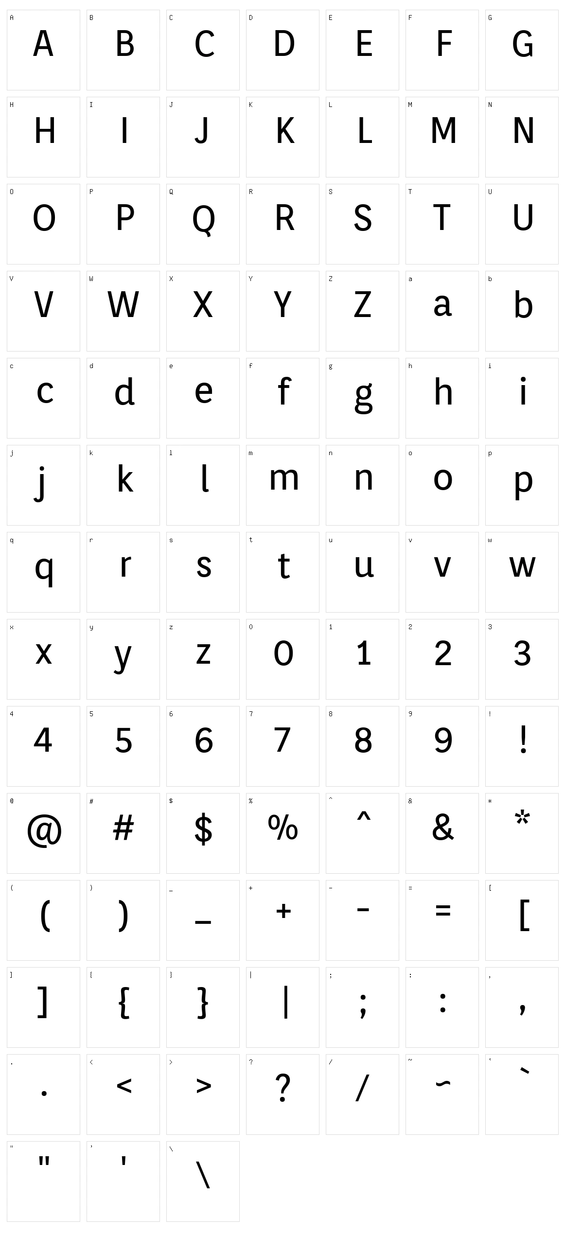 Orienta Character Set