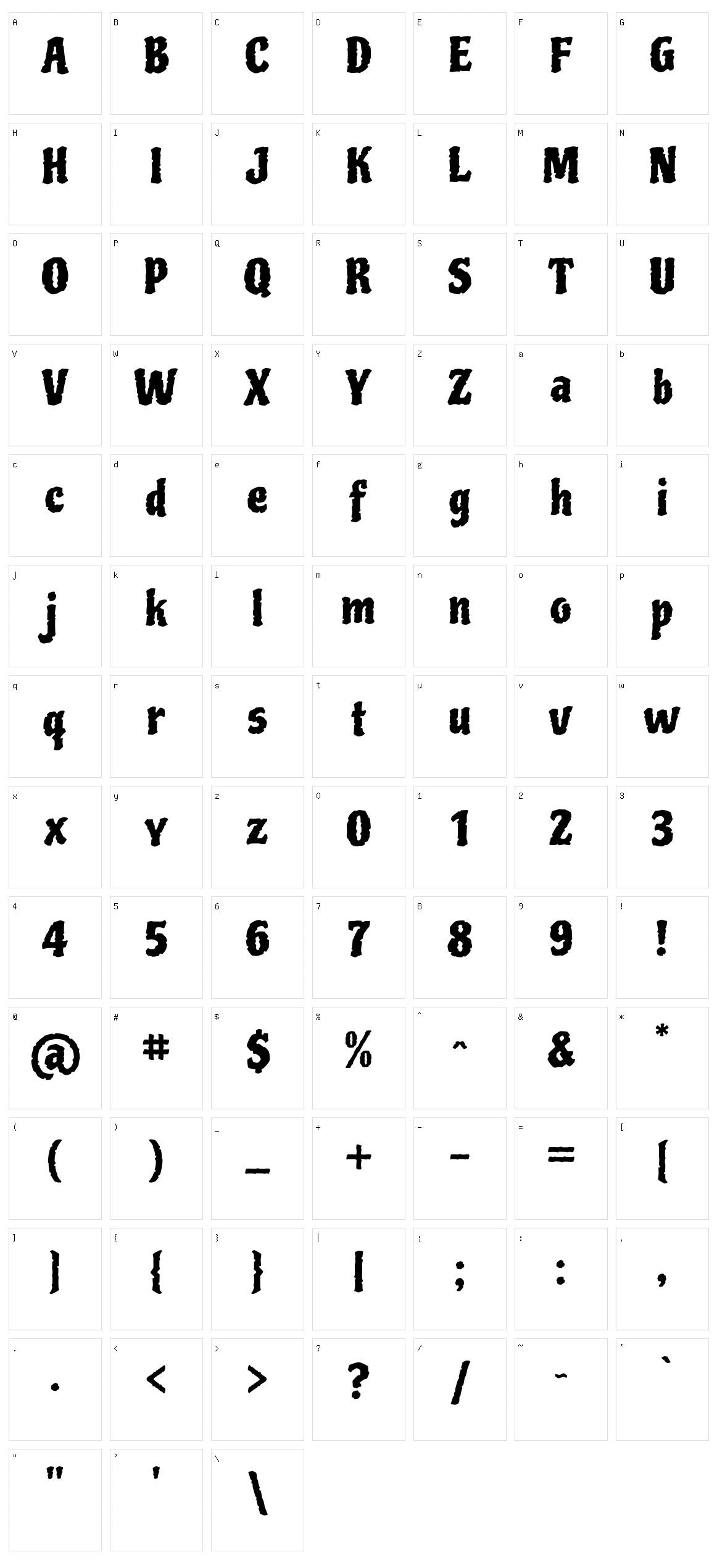 Piedra Character Set