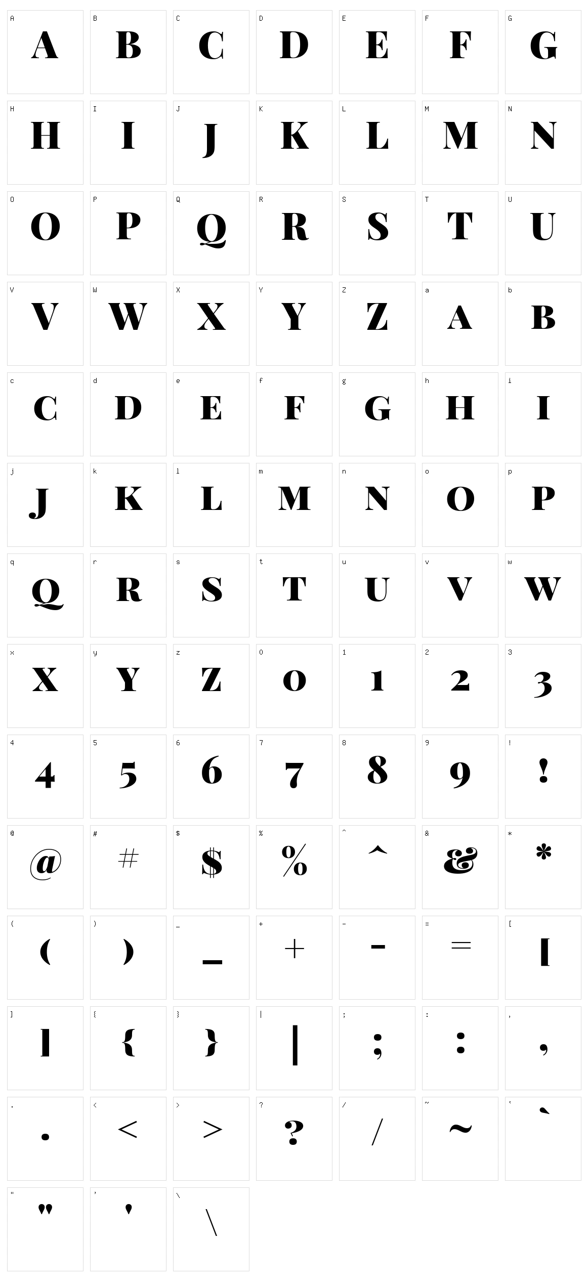 Playfair display sc Character Set