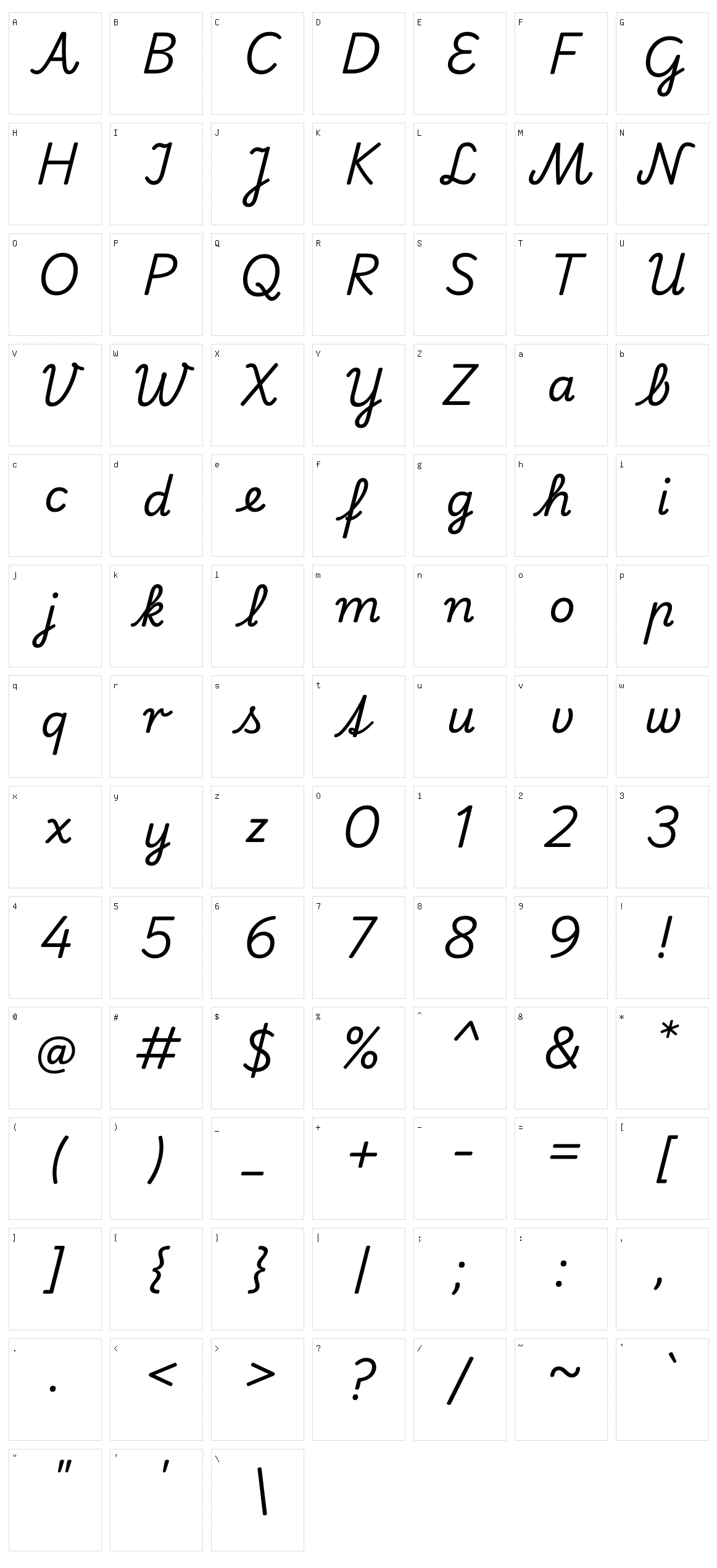 Playwrite de sas Character Set