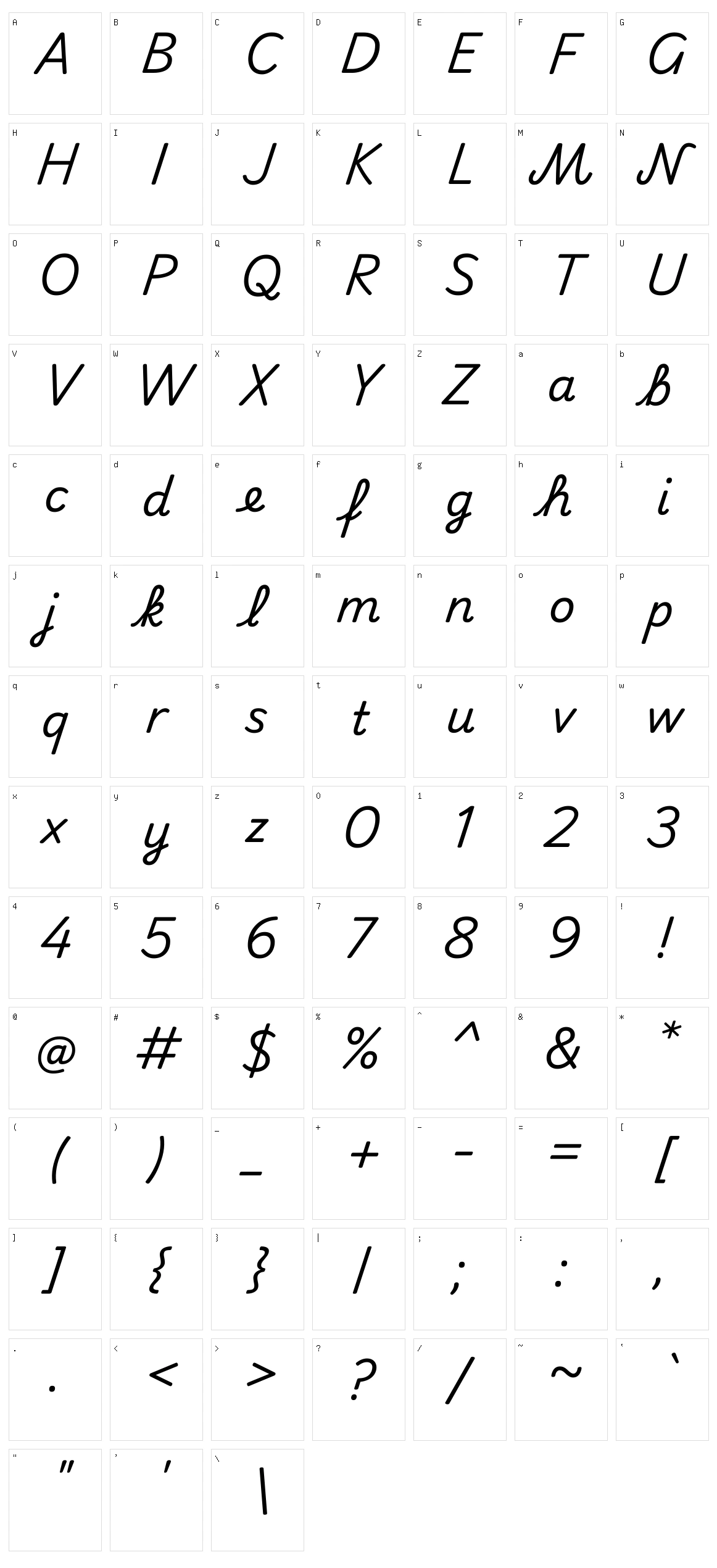 Playwrite dk loopet Character Set