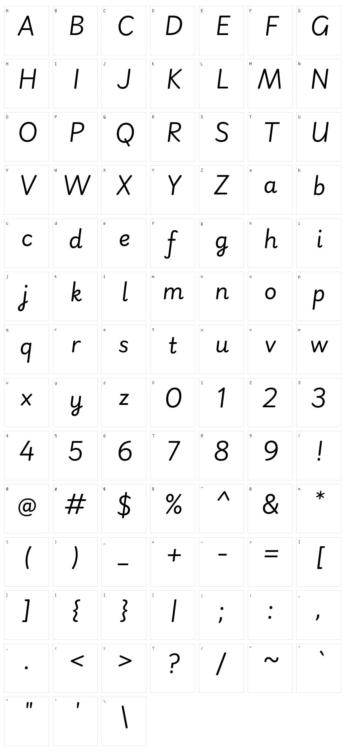 Playwrite gb j Character Set