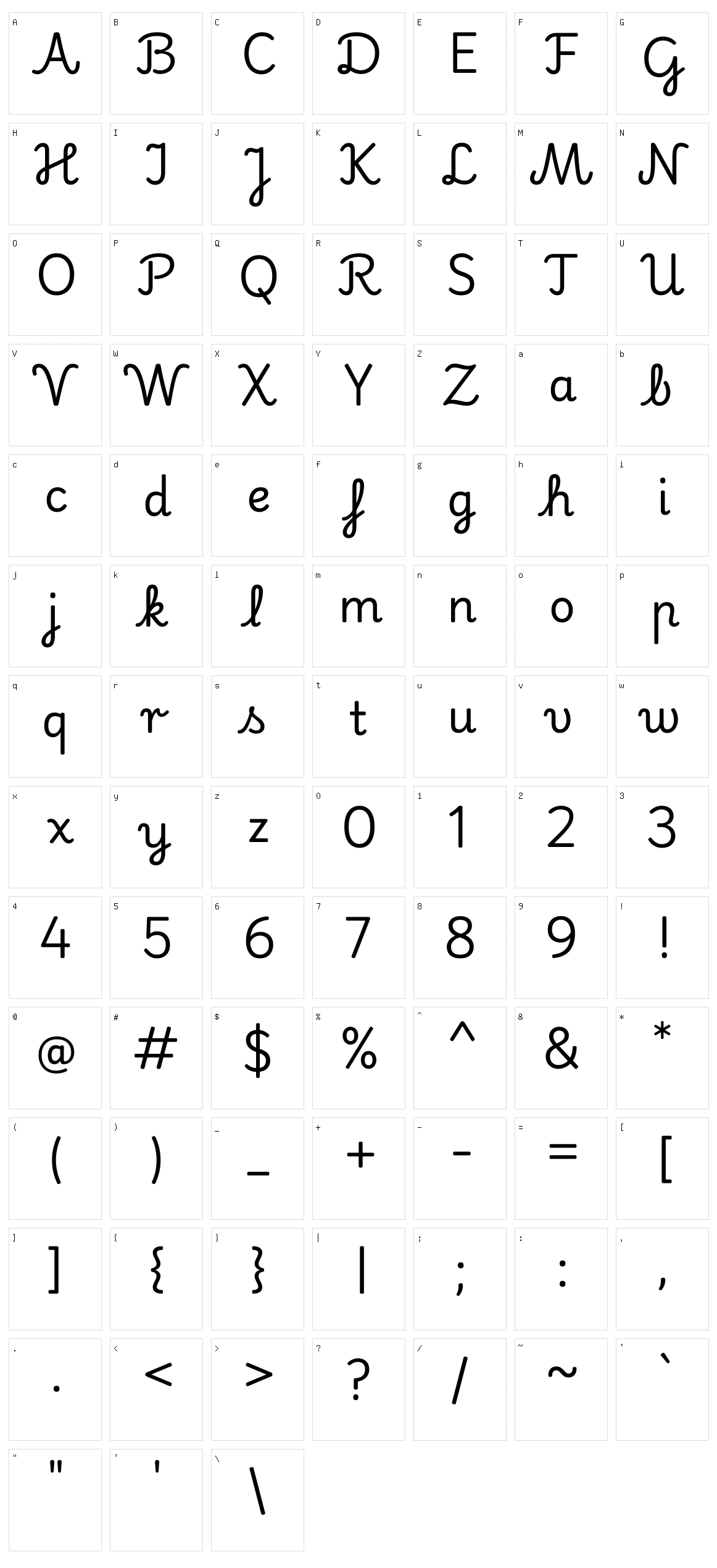 Playwrite hr lijeva Character Set
