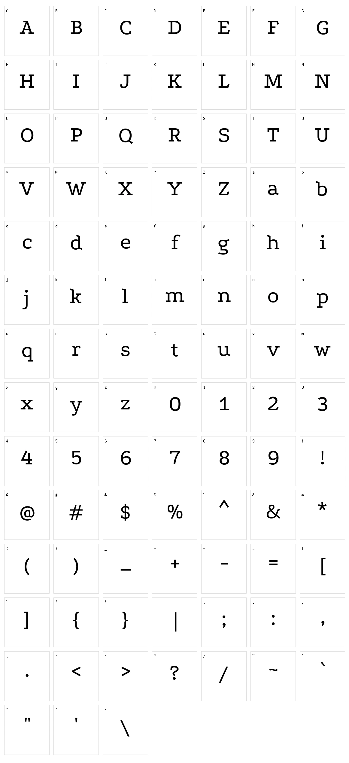 Podkova Character Set