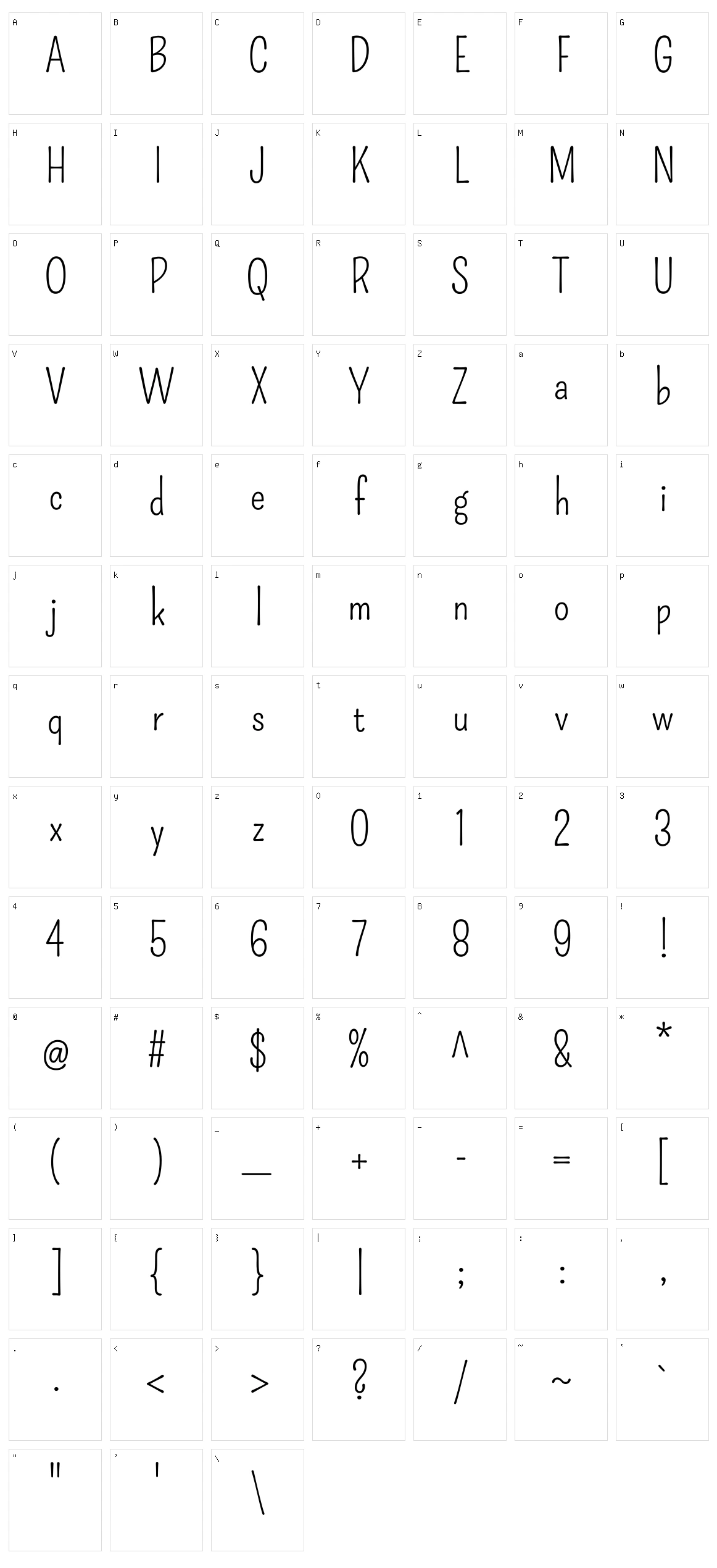 Pompiere Character Set