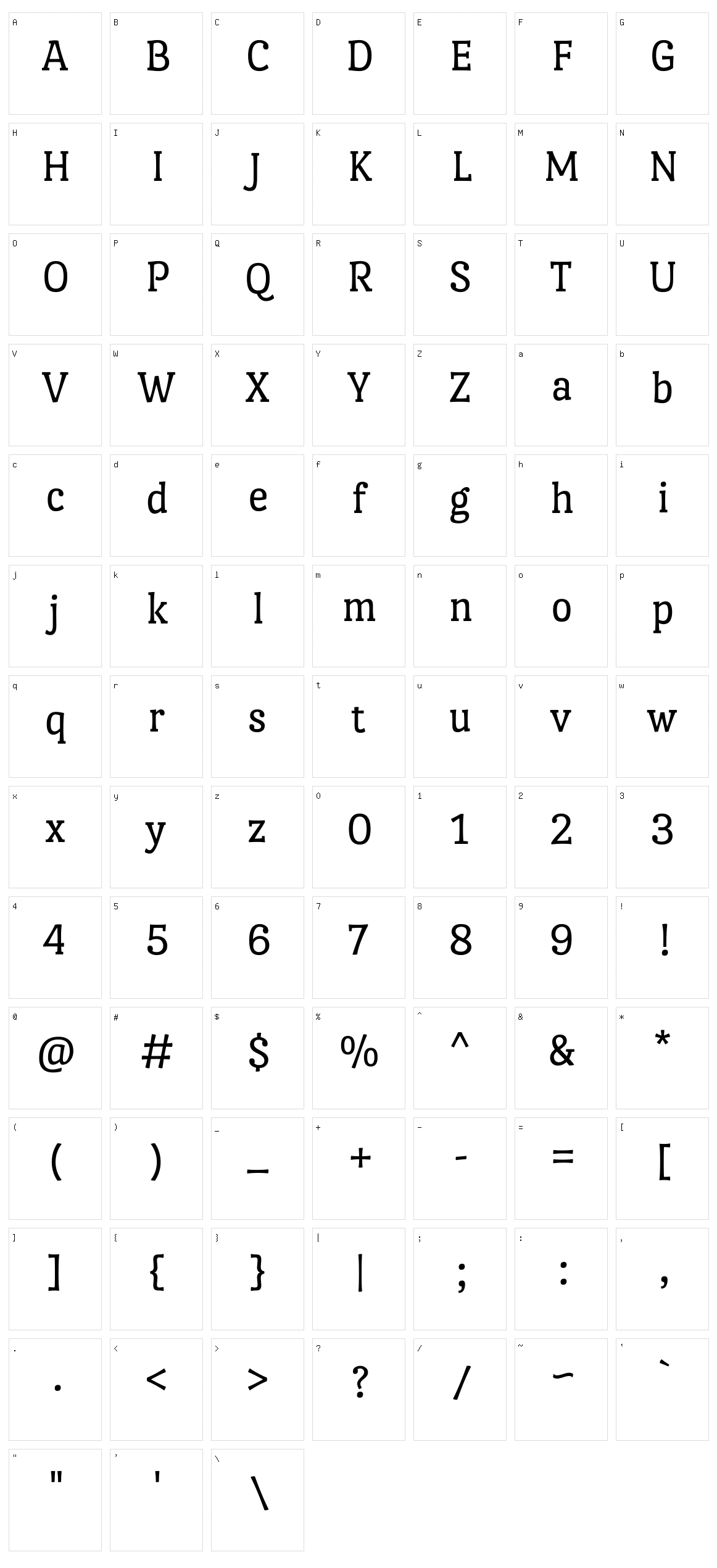 Port lligat slab Character Set