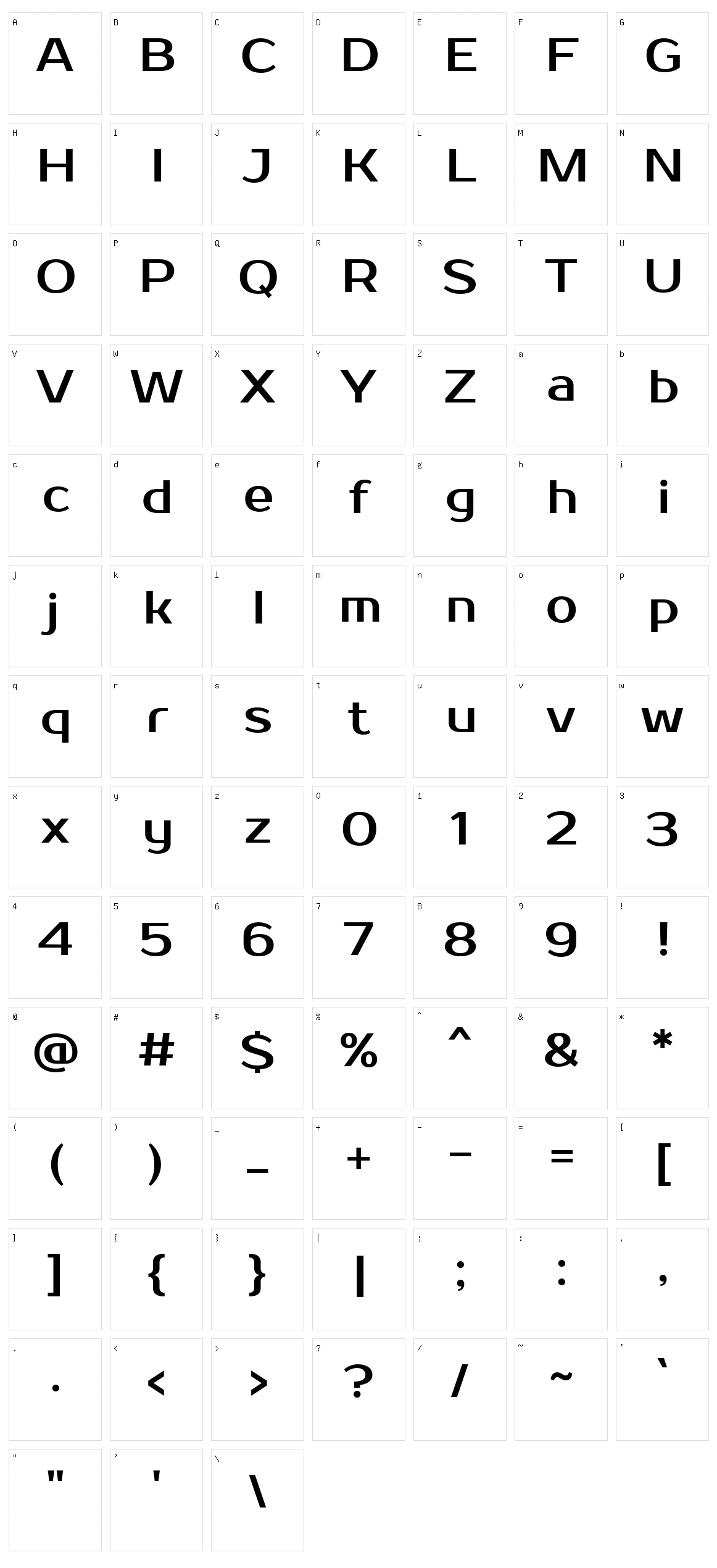 Prosto one Character Set