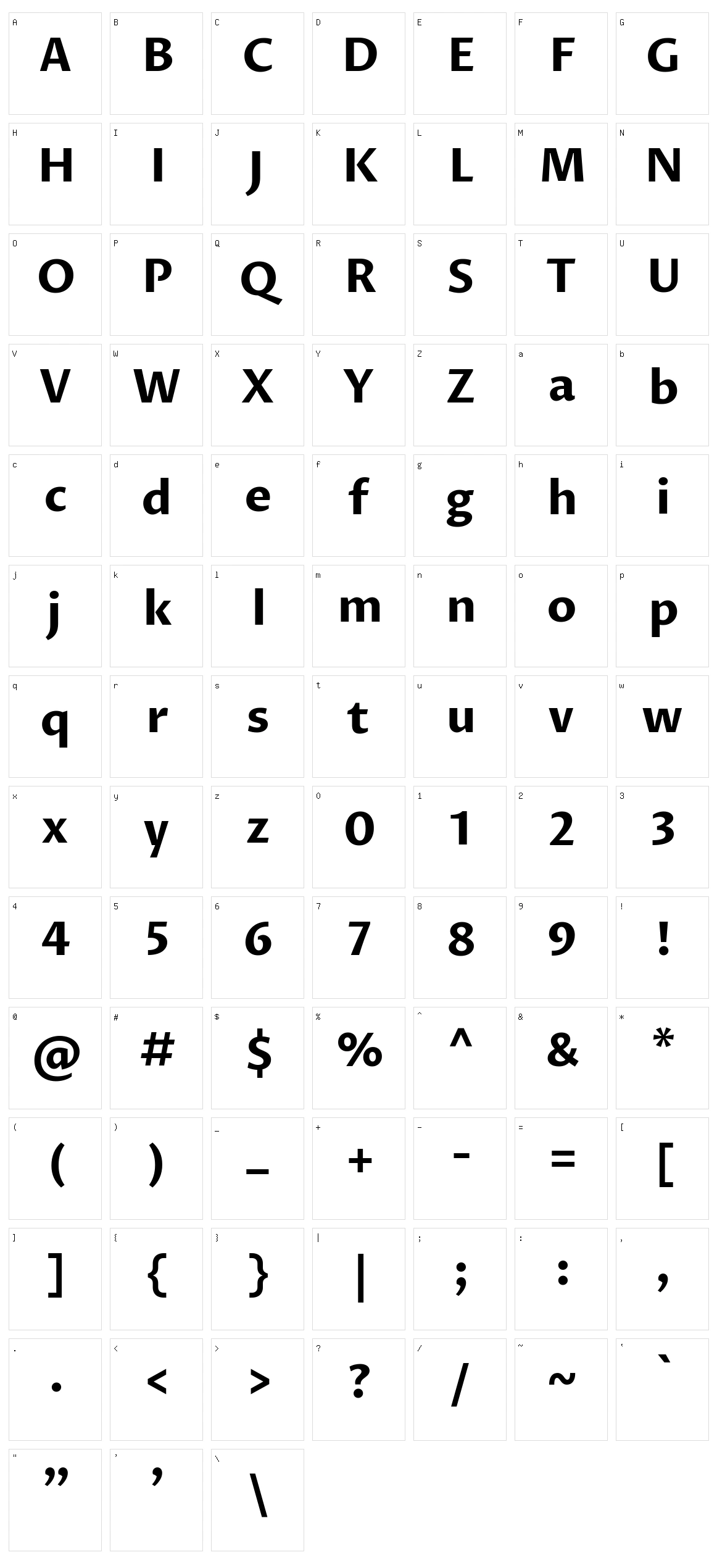 Proza libre Character Set