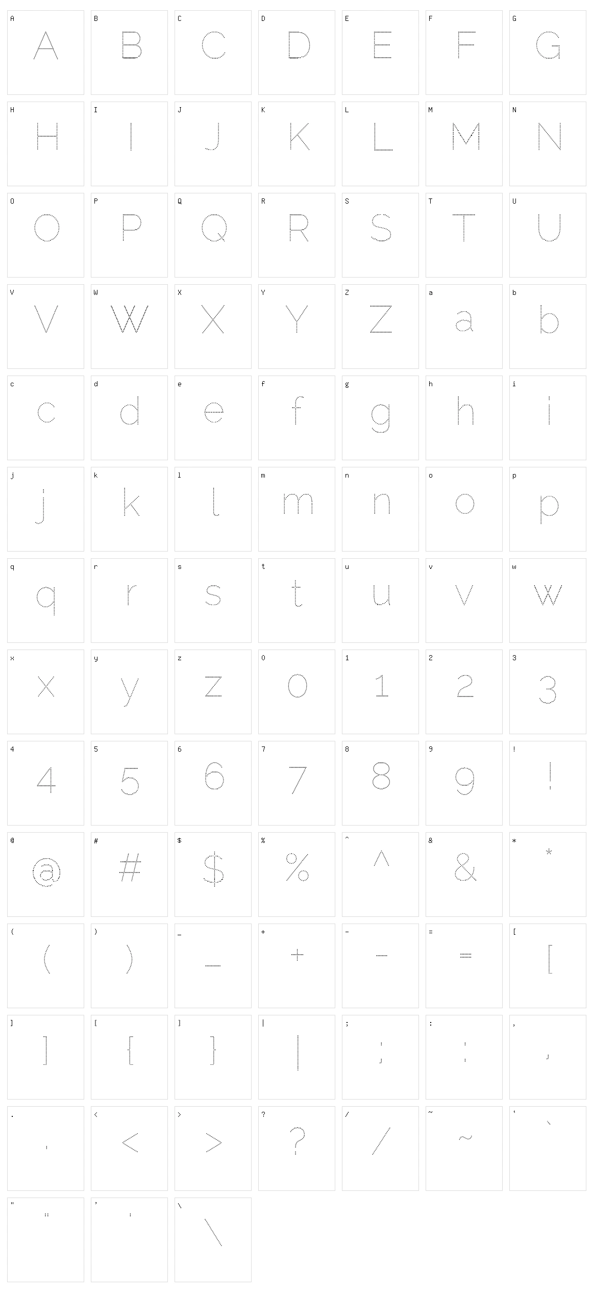 Raleway dots Character Set