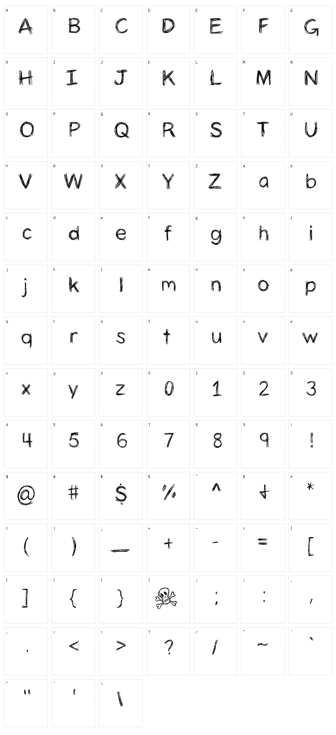 Panic Stricken Character Set