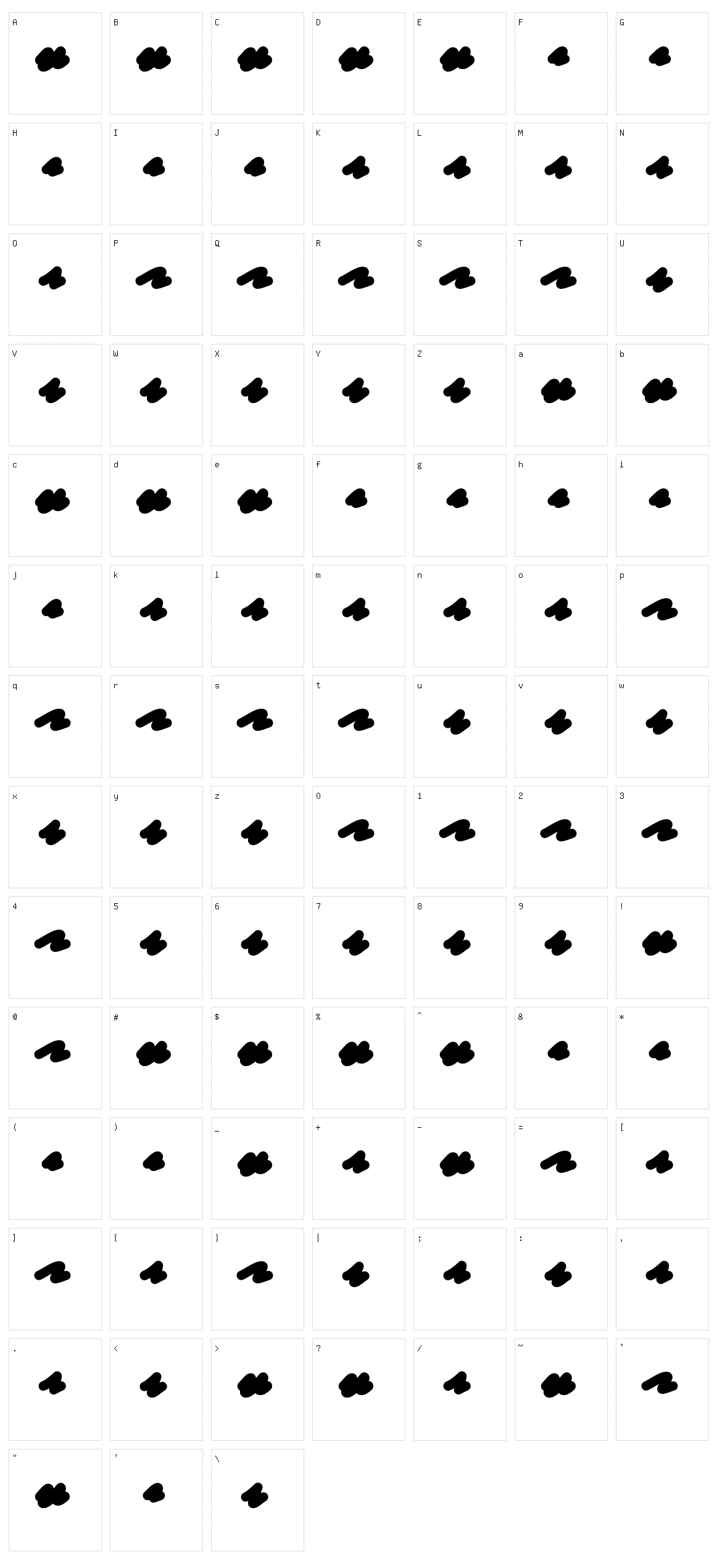 Redacted script Character Set