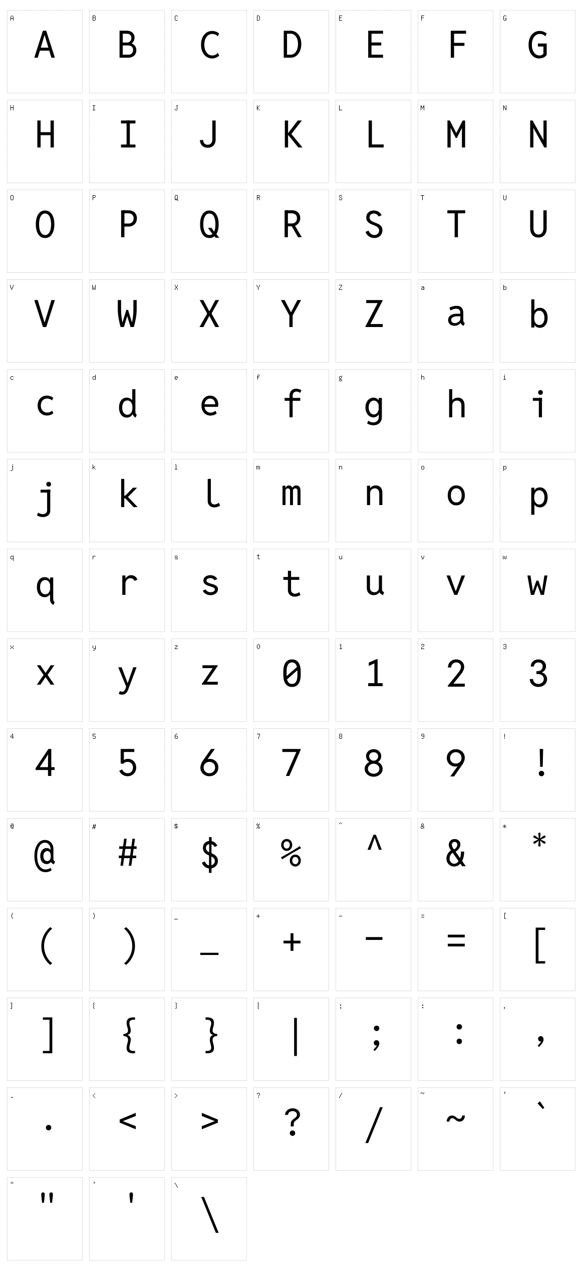 Reddit mono Character Set