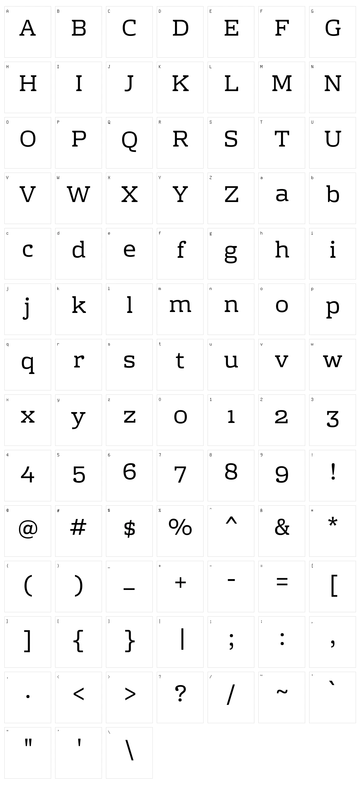 Rhodium libre Character Set