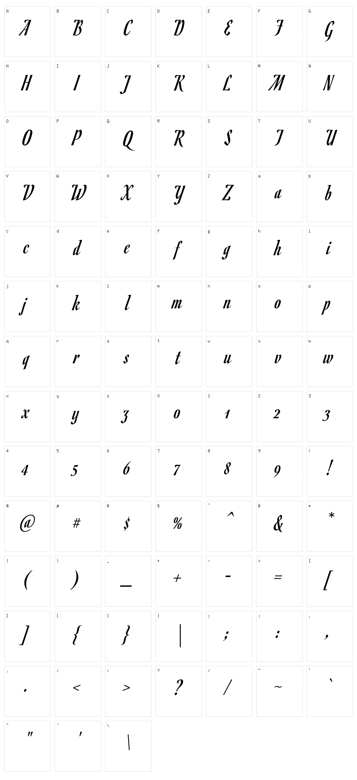 Romanesco Character Set
