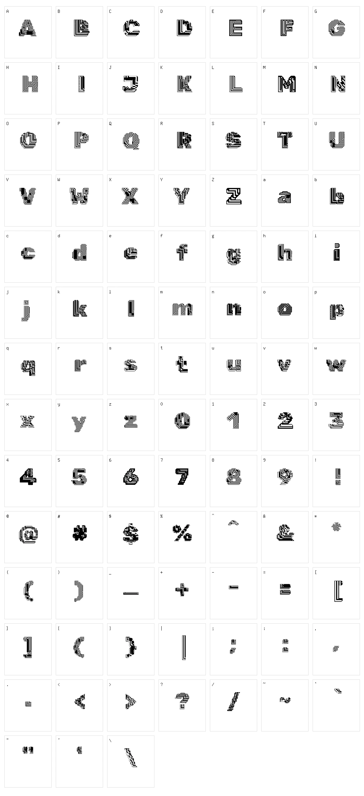Rubik broken fax Character Set