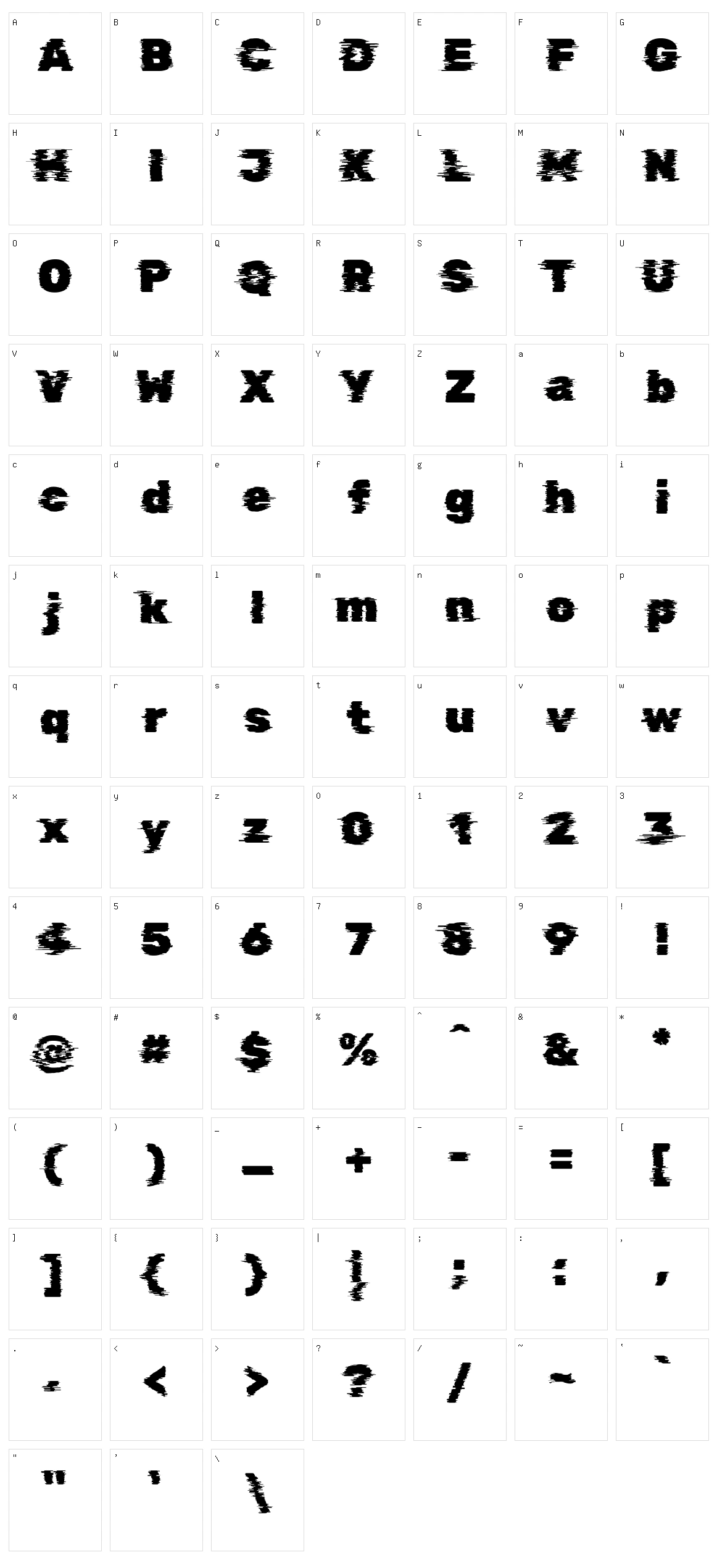 Rubik glitch Character Set