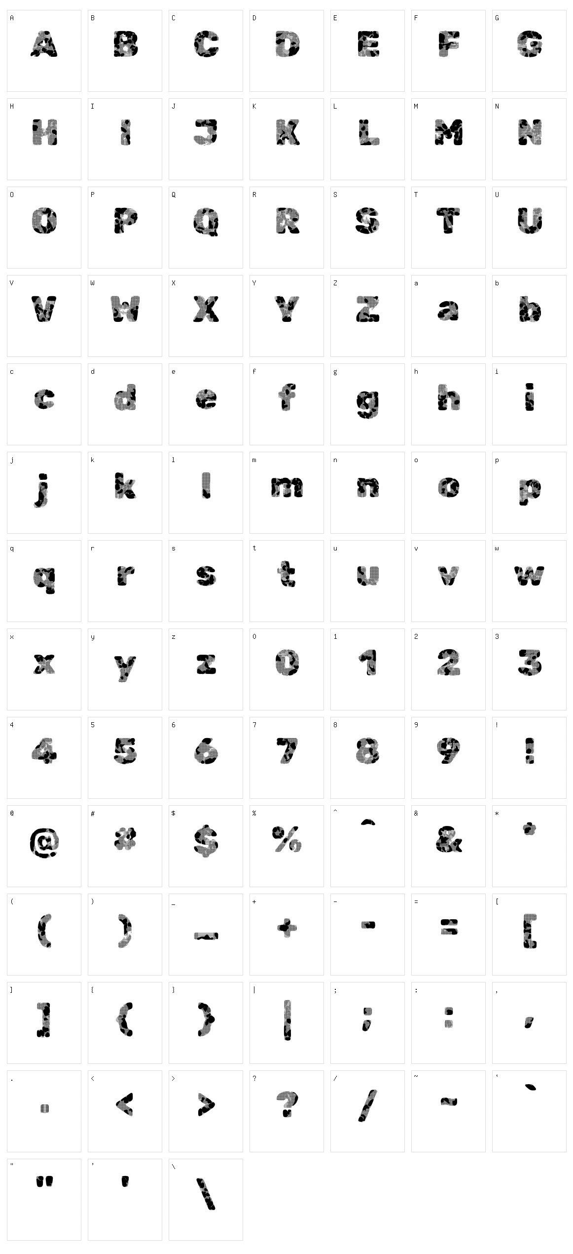 Rubik maps Character Set