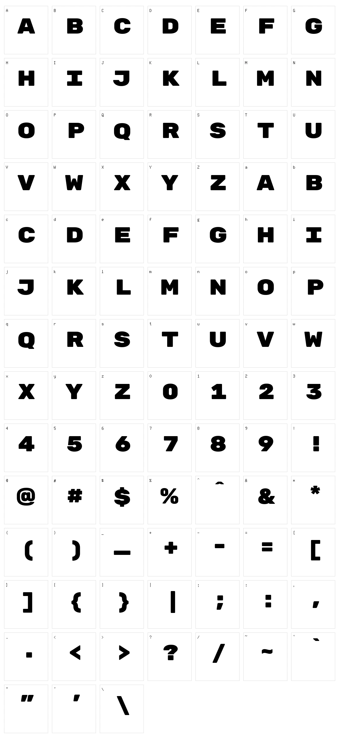 Rubik mono one Character Set