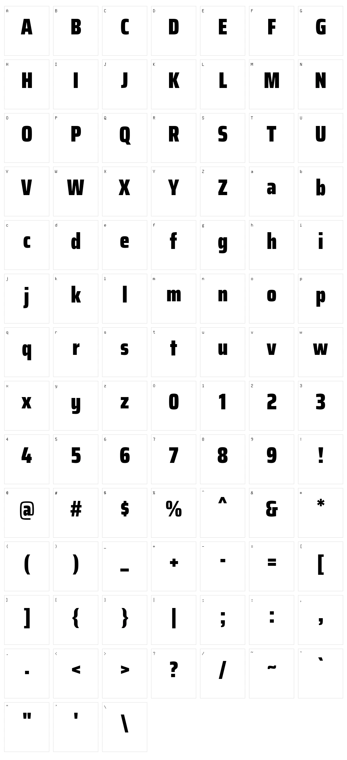 Saira condensed Character Set