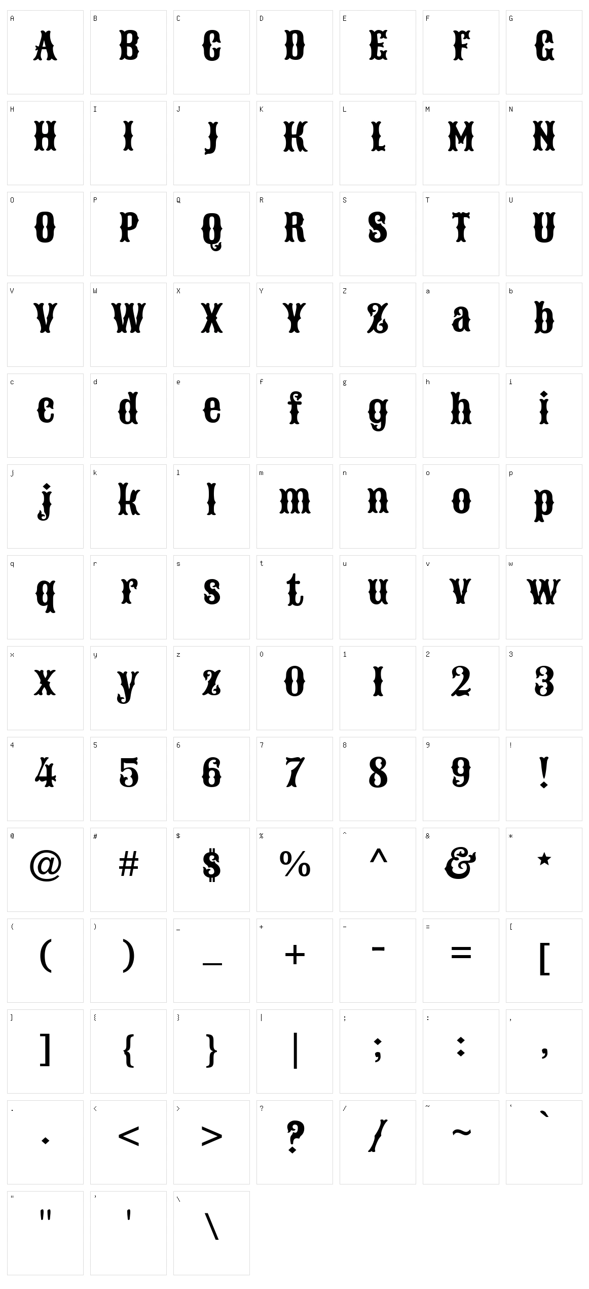 Sancreek Character Set