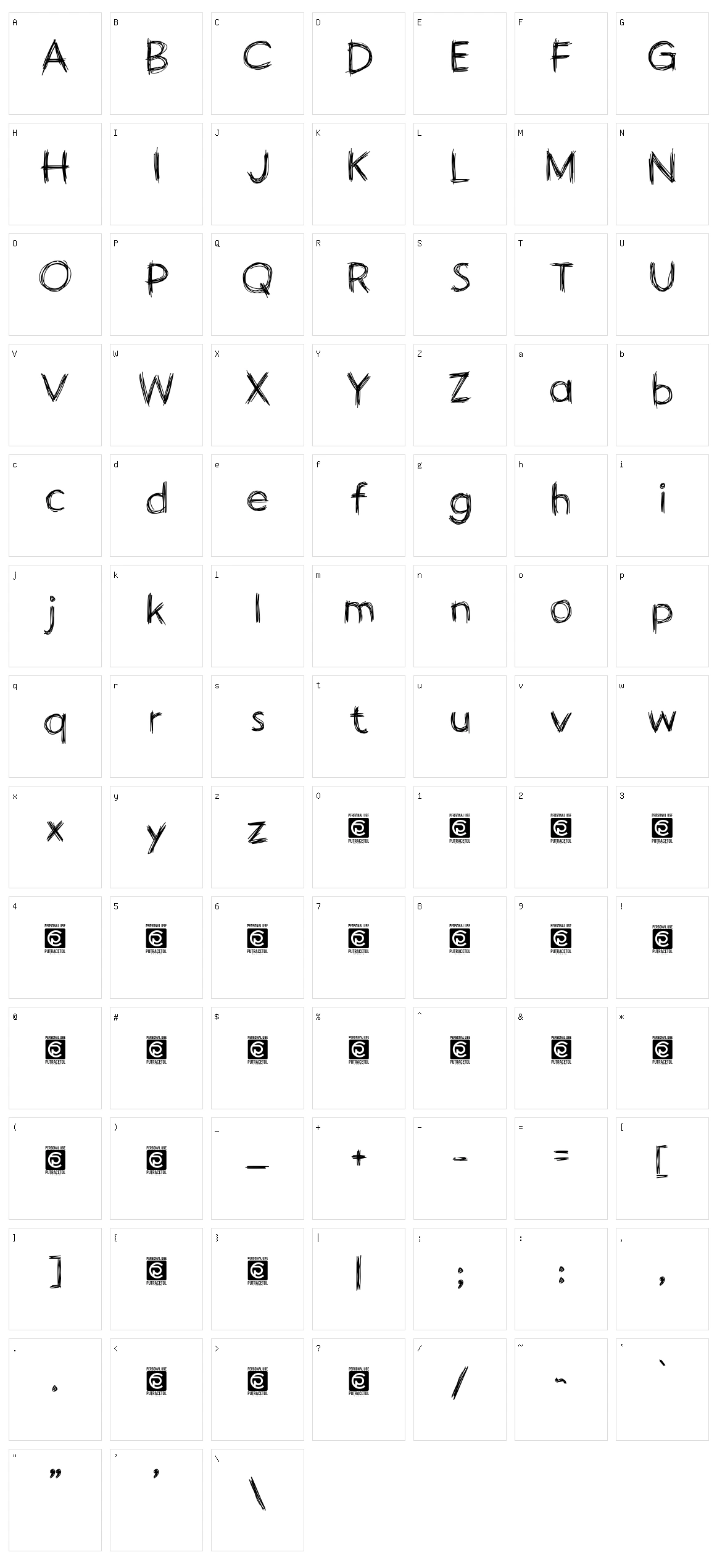 Handodle Character Set