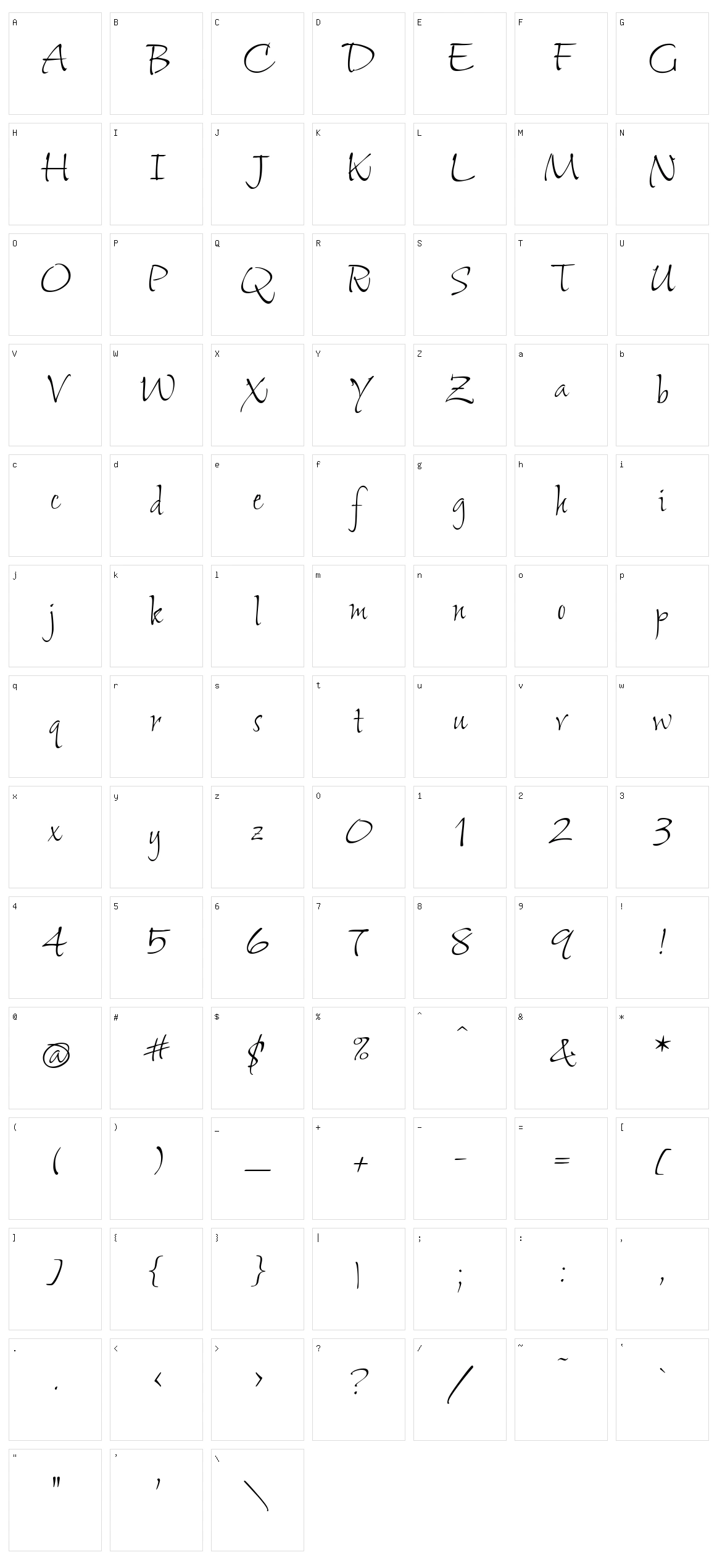 Shalimar Character Set