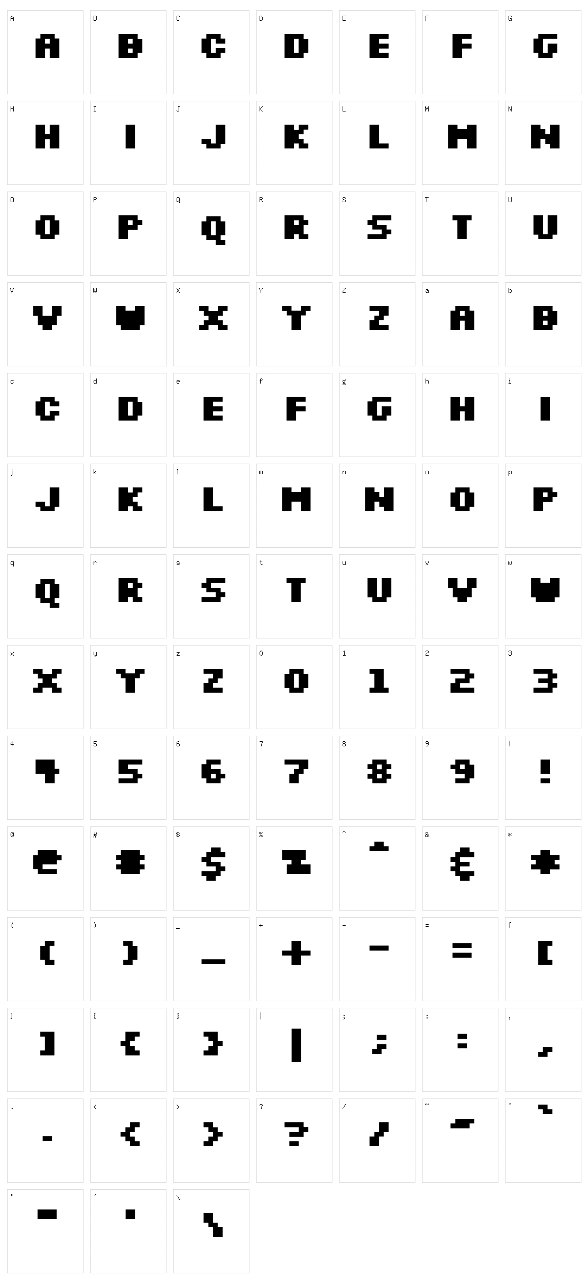 Silkscreen Character Set