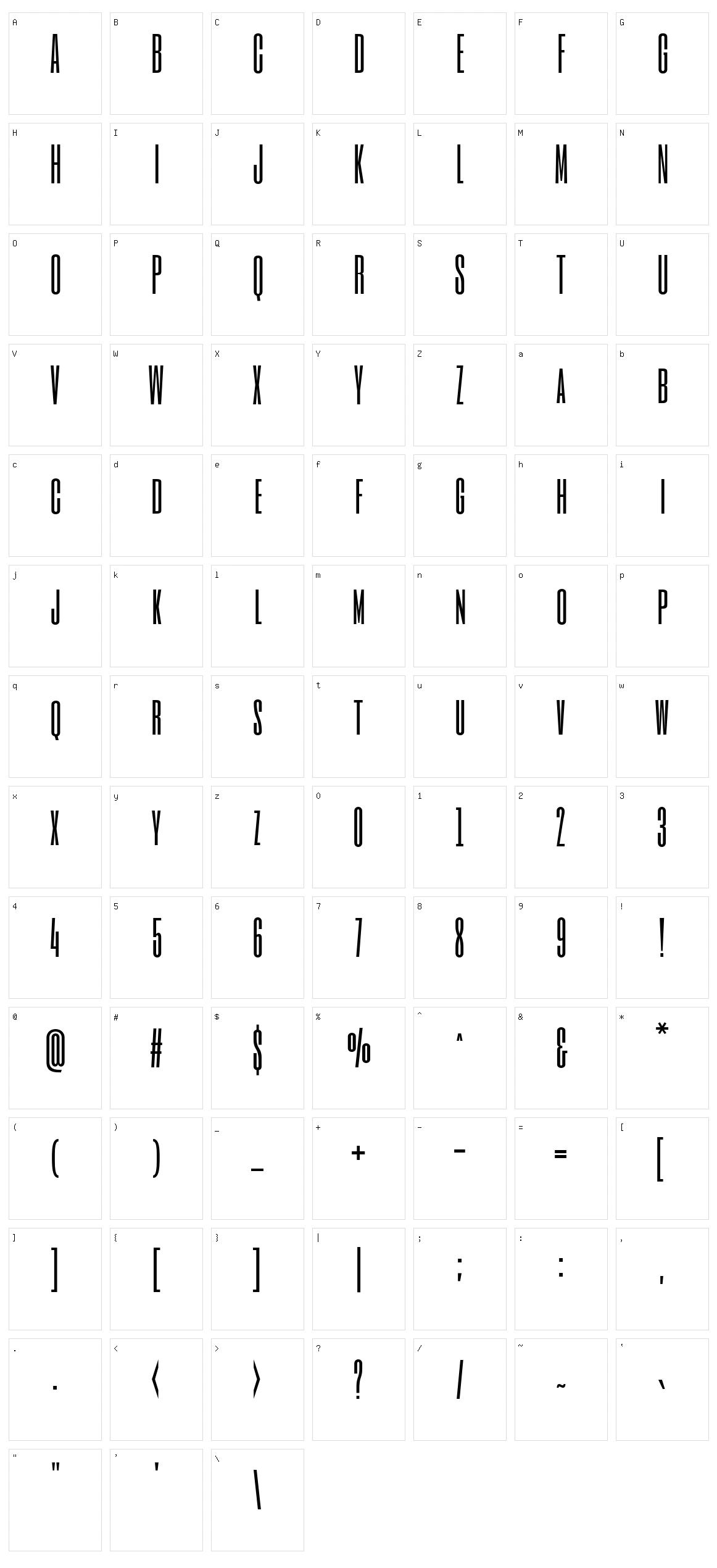 Six caps Character Set