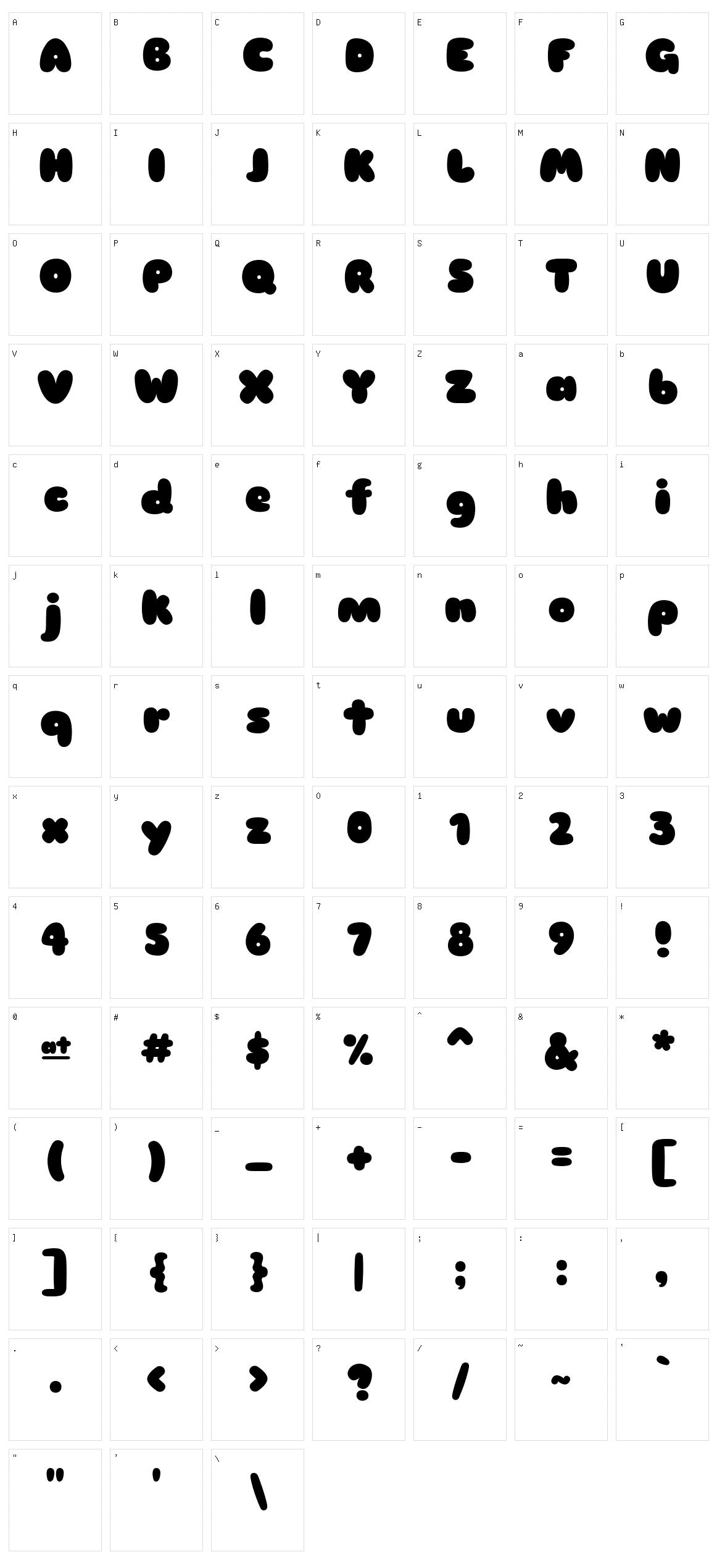 Sniglet Character Set
