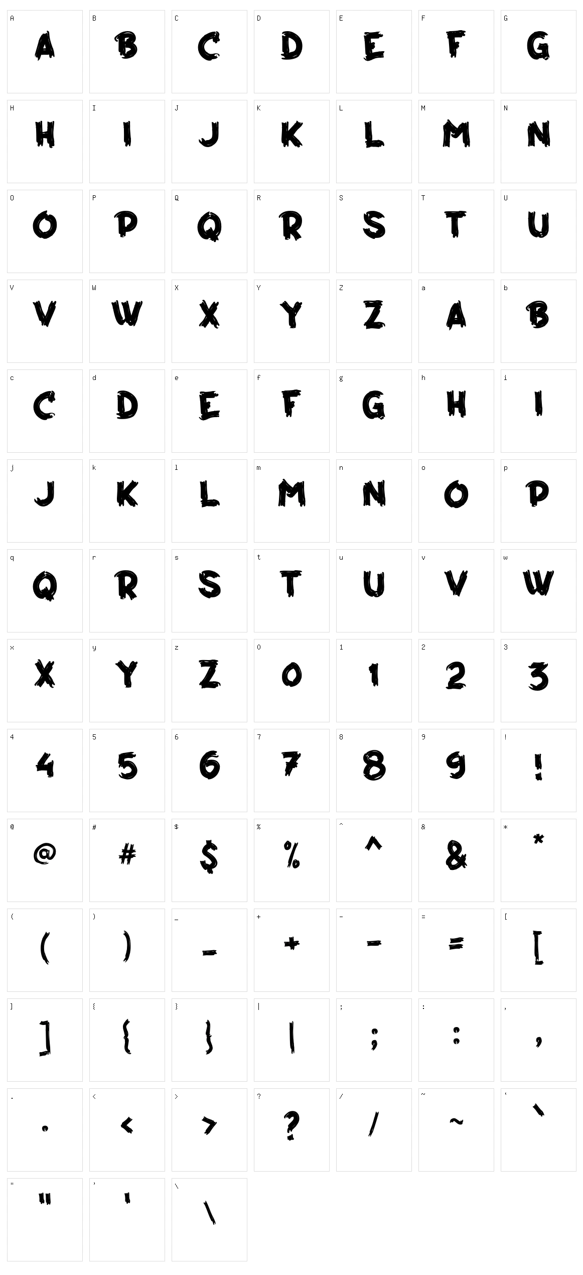 A Arang Character Set