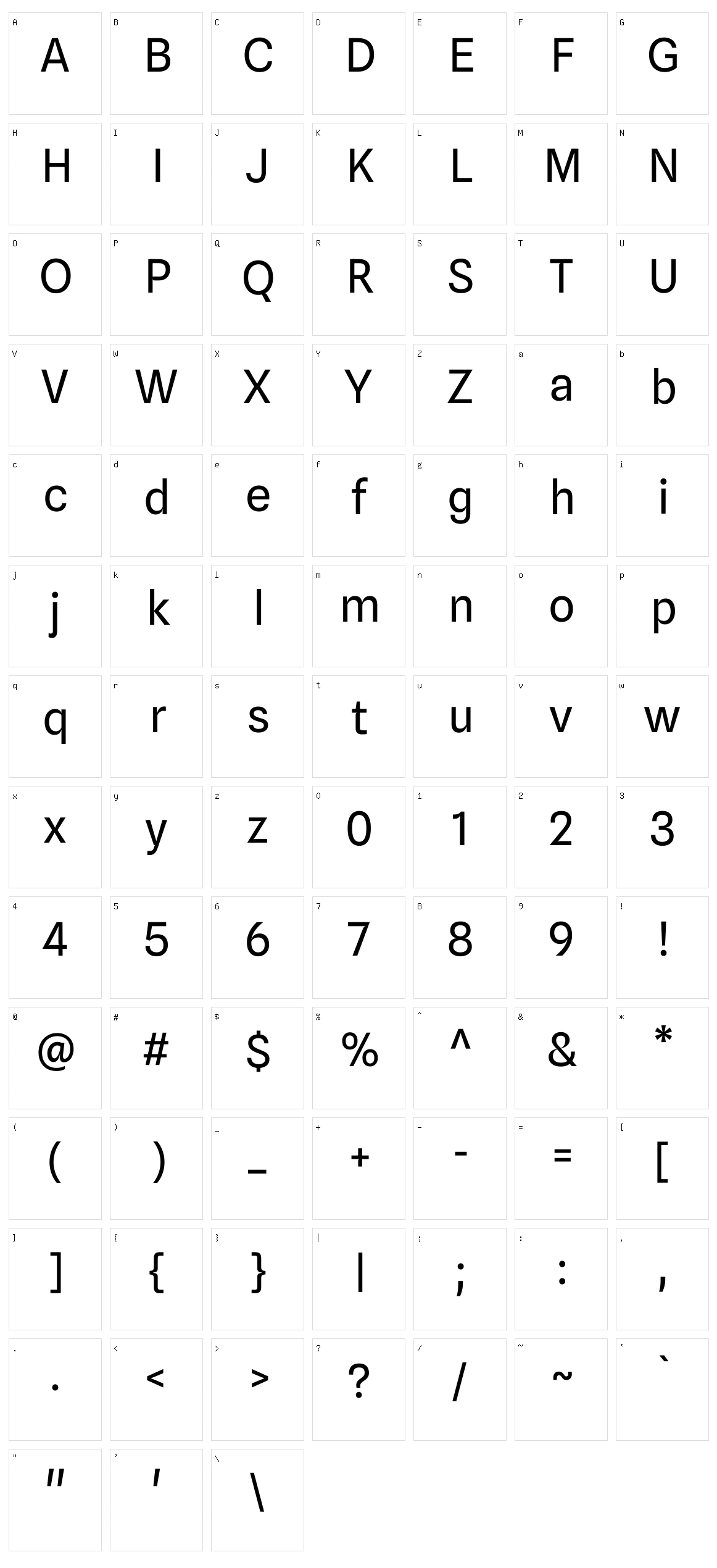 Spline sans Character Set