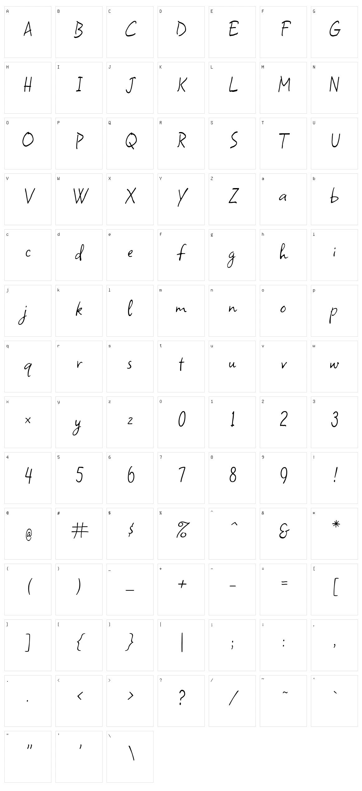 Square peg Character Set