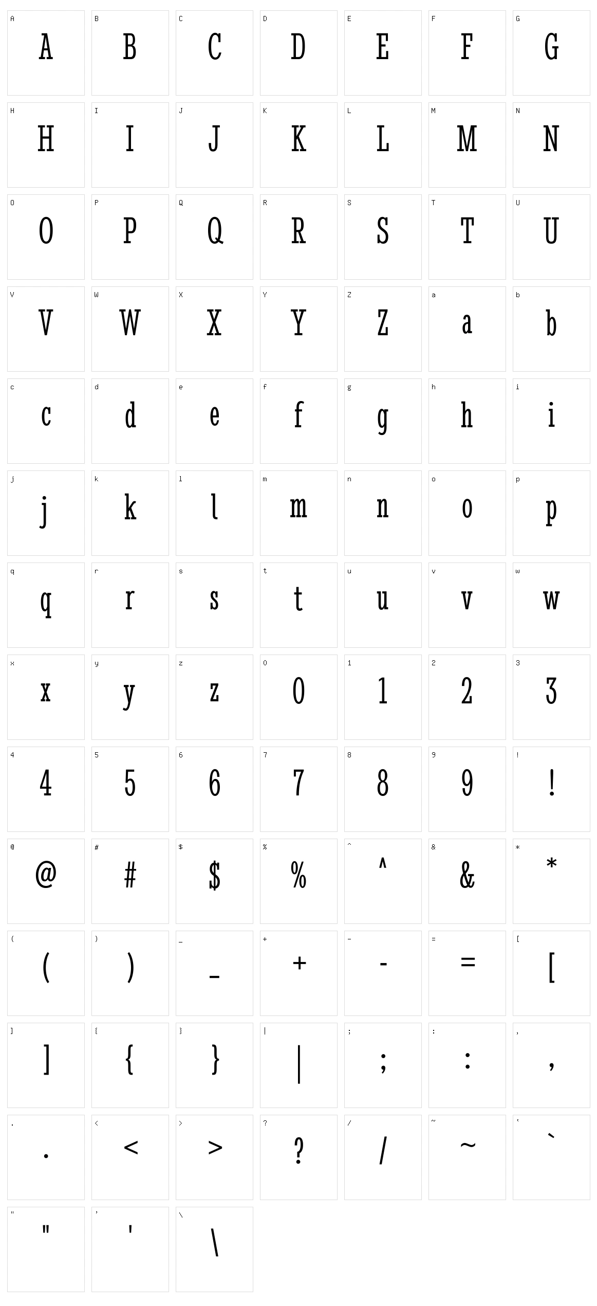 Stint ultra condensed Character Set
