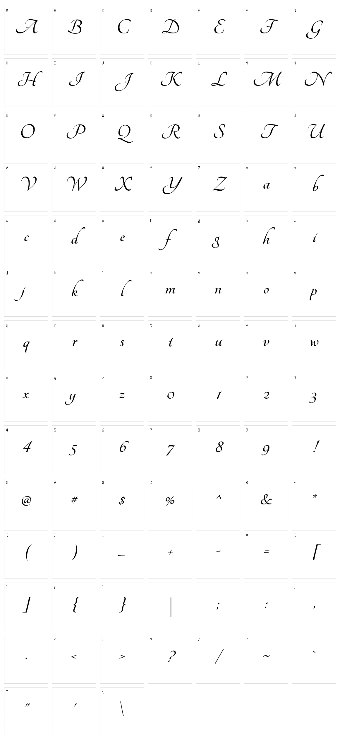 Tangerine Character Set
