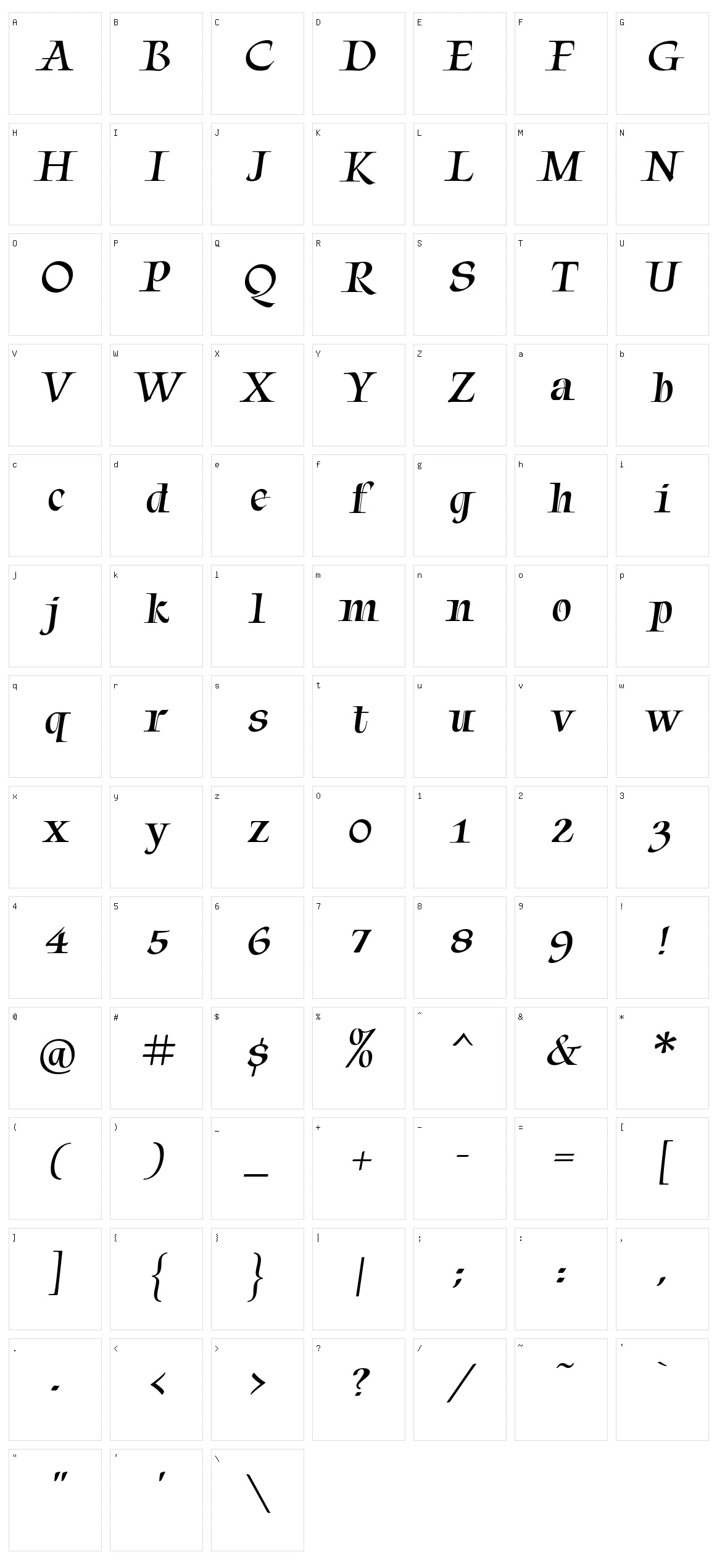 Tapestry Character Set