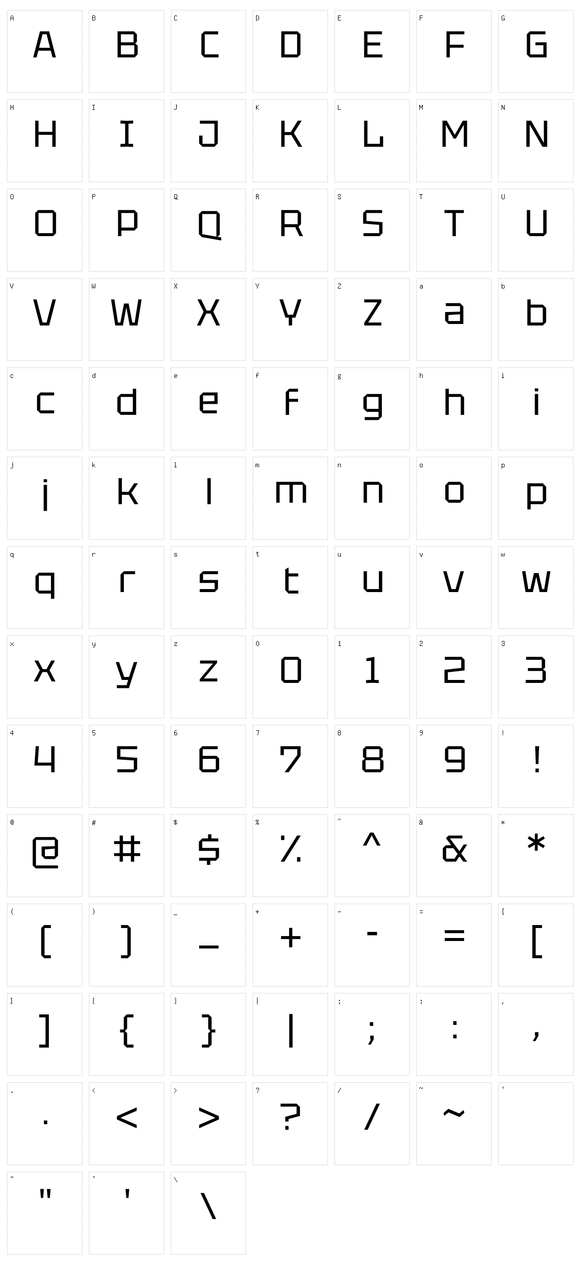 Tektur Character Set
