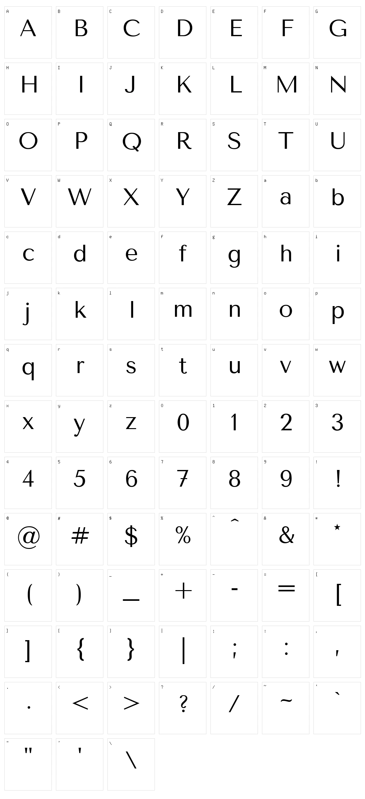 Tenor sans Character Set