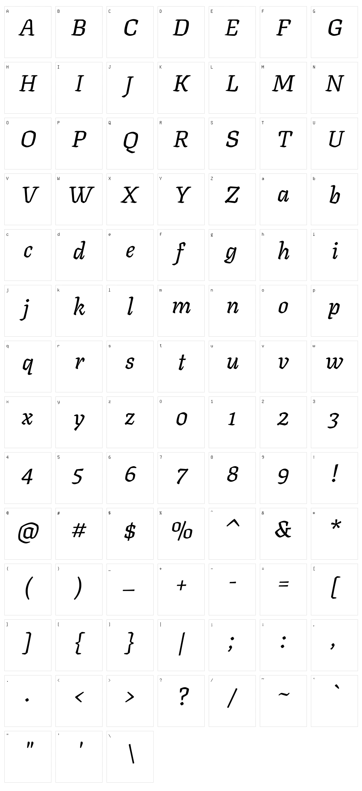 Texturina Character Set