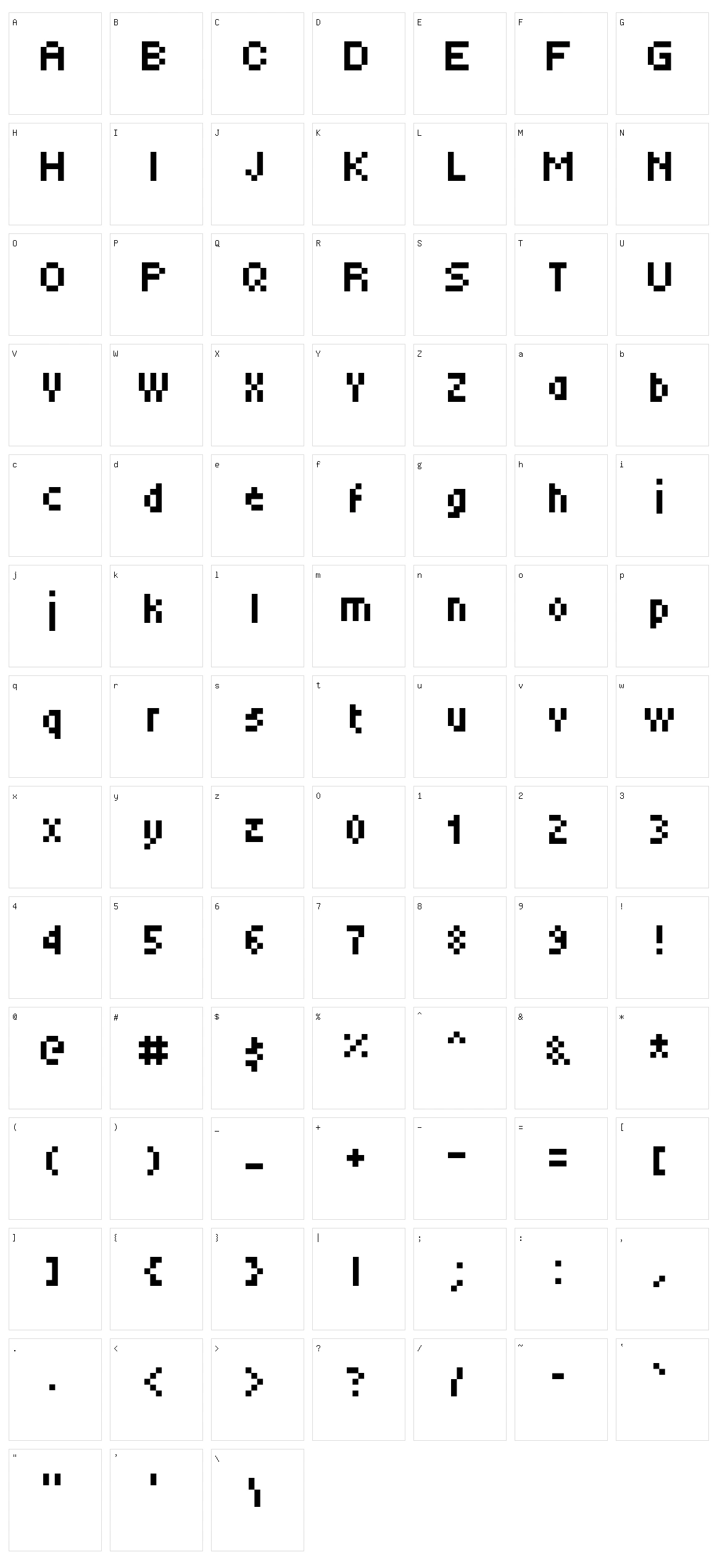 Tiny5 Character Set