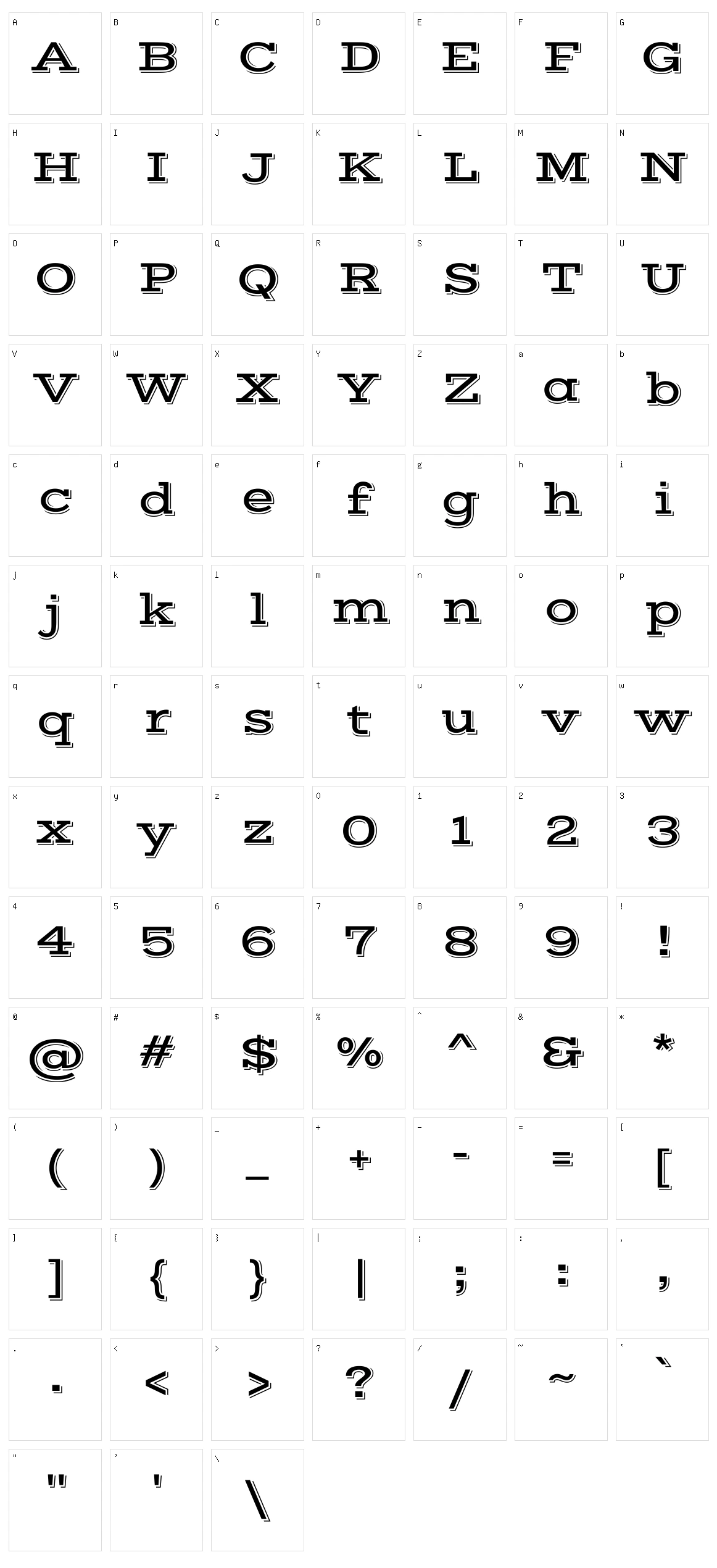 Vast shadow Character Set