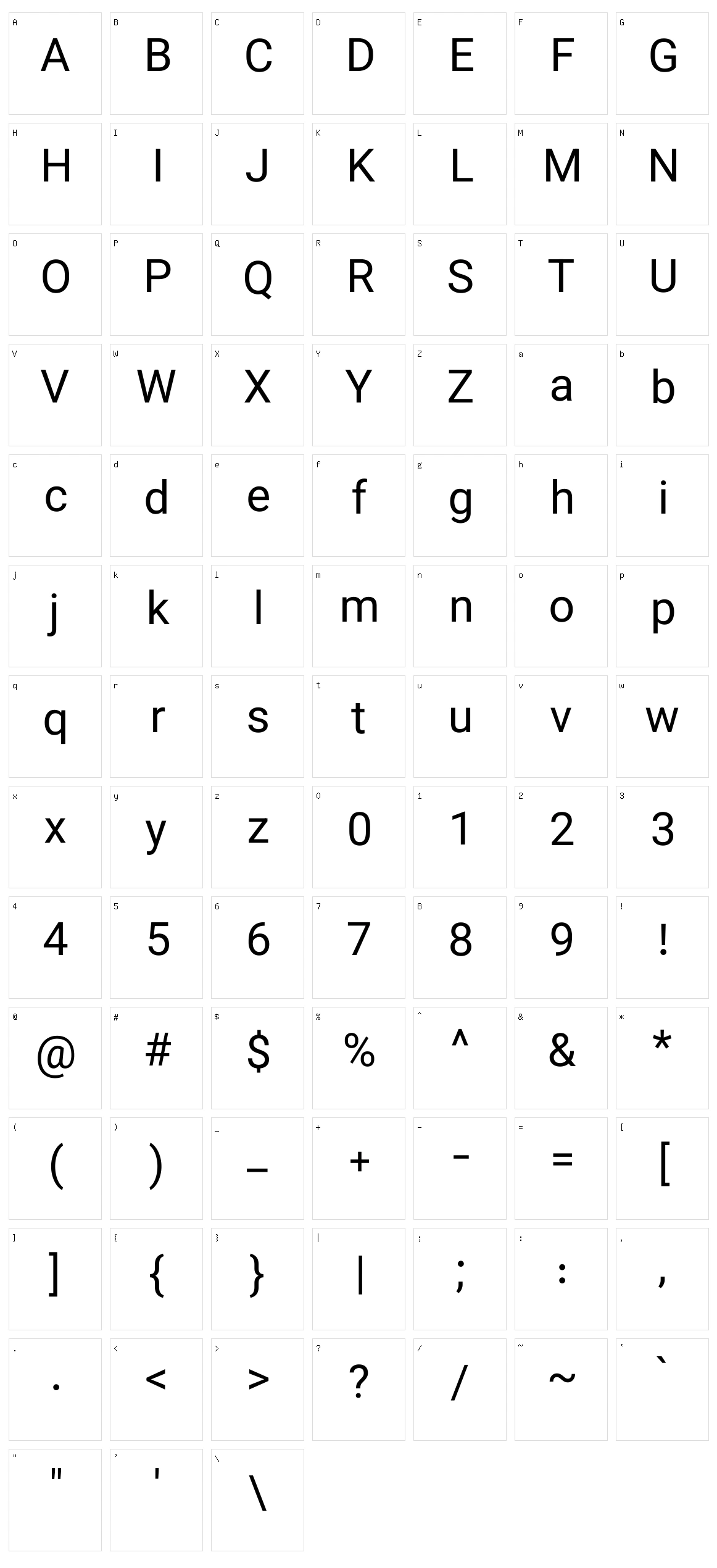 Vazirmatn Character Set