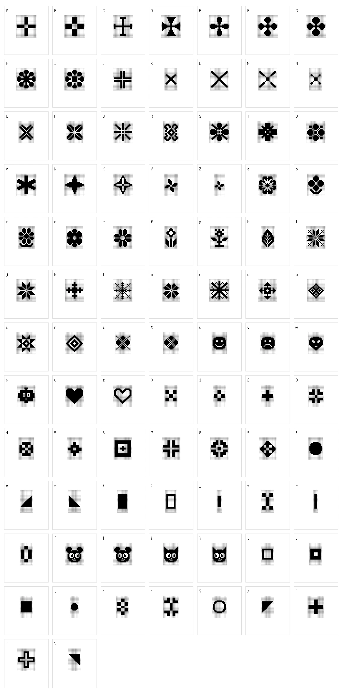 Yarndings 20 charted Character Set